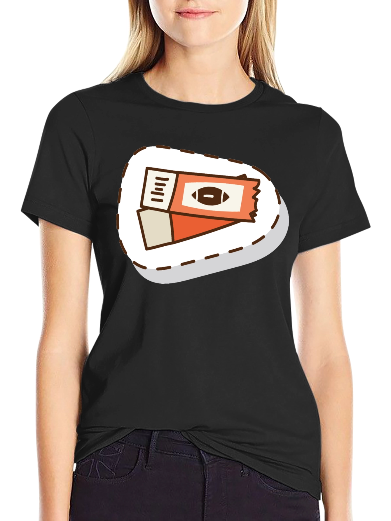 Black Football Ticket Graphic T-Shirt view 2