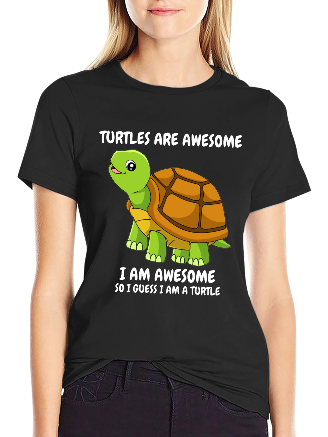 Black Awesome Turtles T-Shirt - Funny Cartoon Turtle Tee view 2