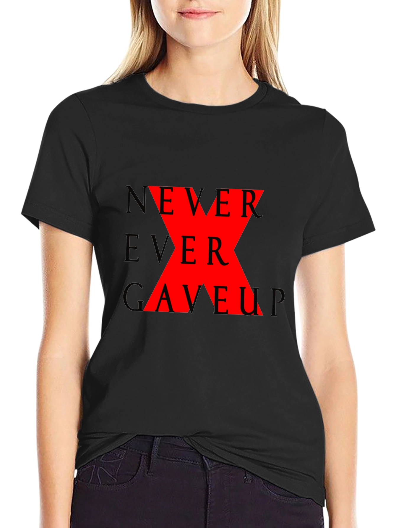 Black Never Ever Gave Up Graphic T-Shirt view 2