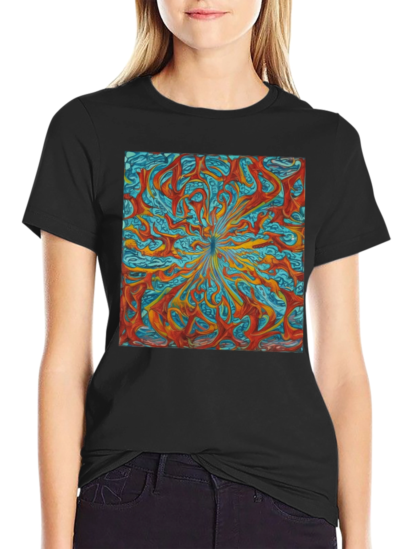 Black Abstract Art Graphic Tee - Stylish Men's T-Shirt view 2
