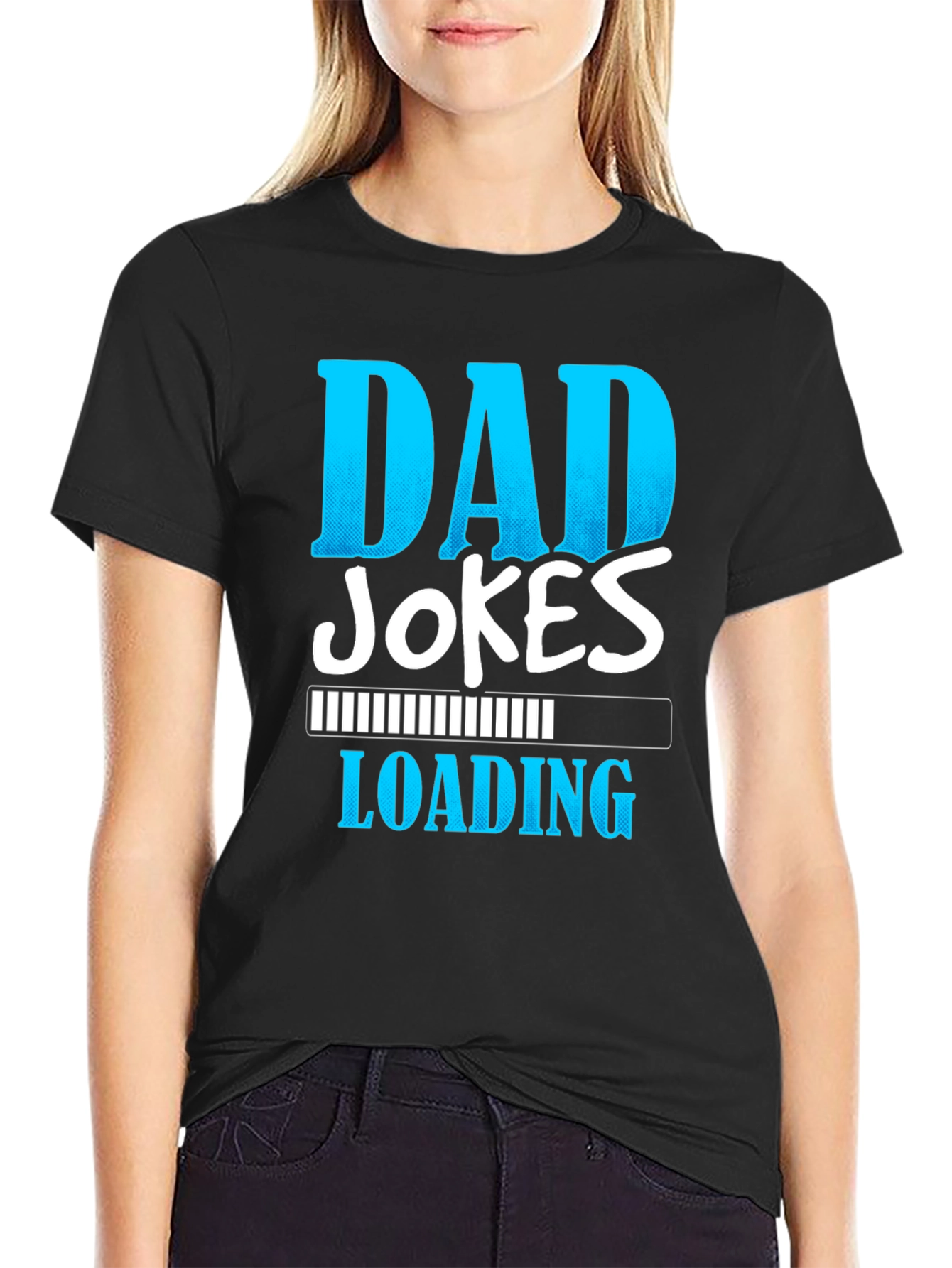 Black Dad Jokes Loading T-Shirt - Funny Father's Day Gift view 2