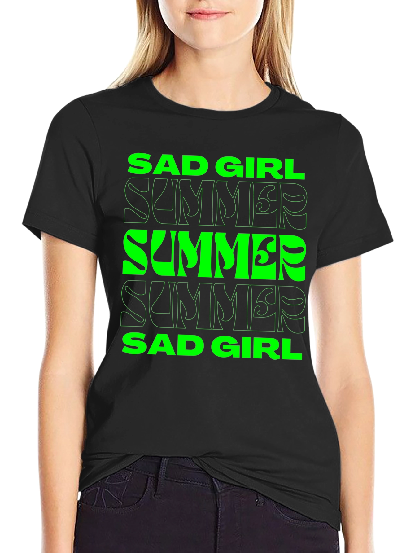 Sad Girl Summer Graphic Tee - Black - 2