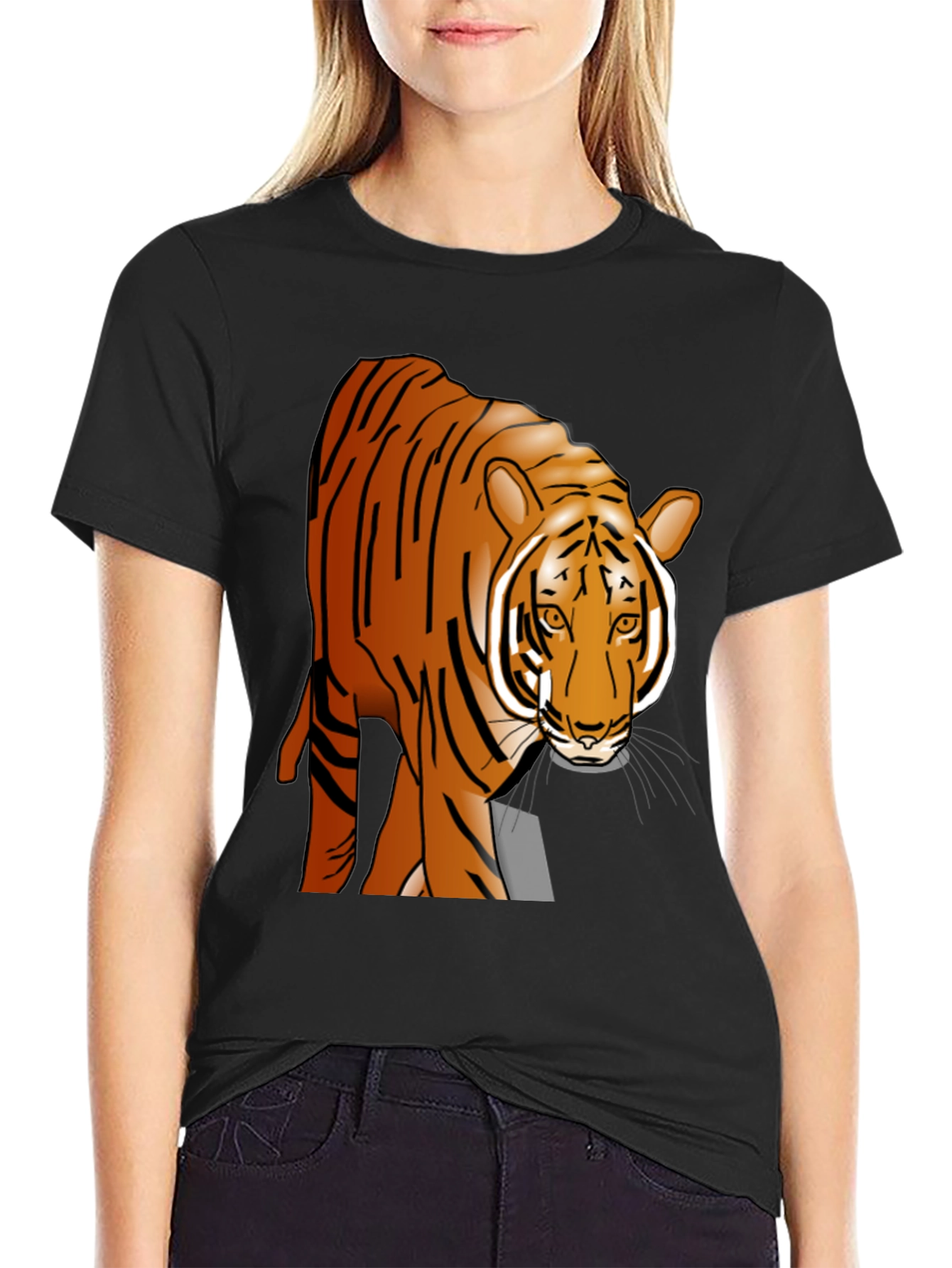 Black Tiger Graphic Black T-Shirt - Wildlife Tee view 2