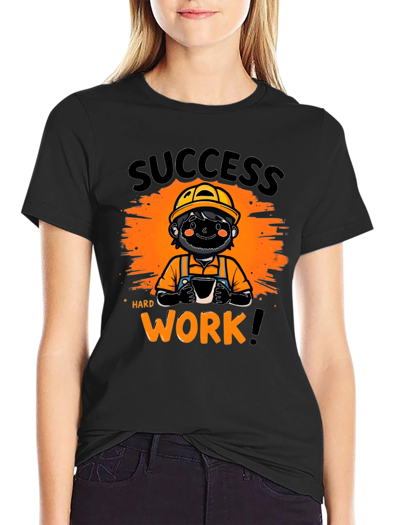 Black Success Hard Work Graphic T-Shirt view 2