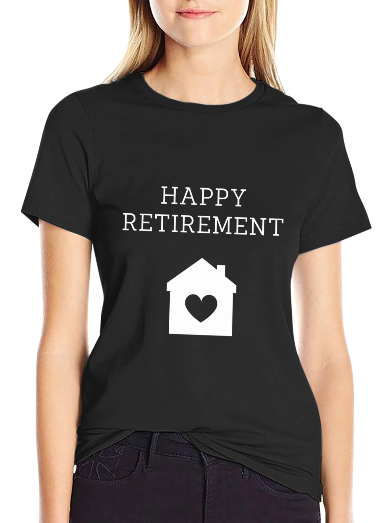 Black Happy Retirement Home Heart T-Shirt view 2