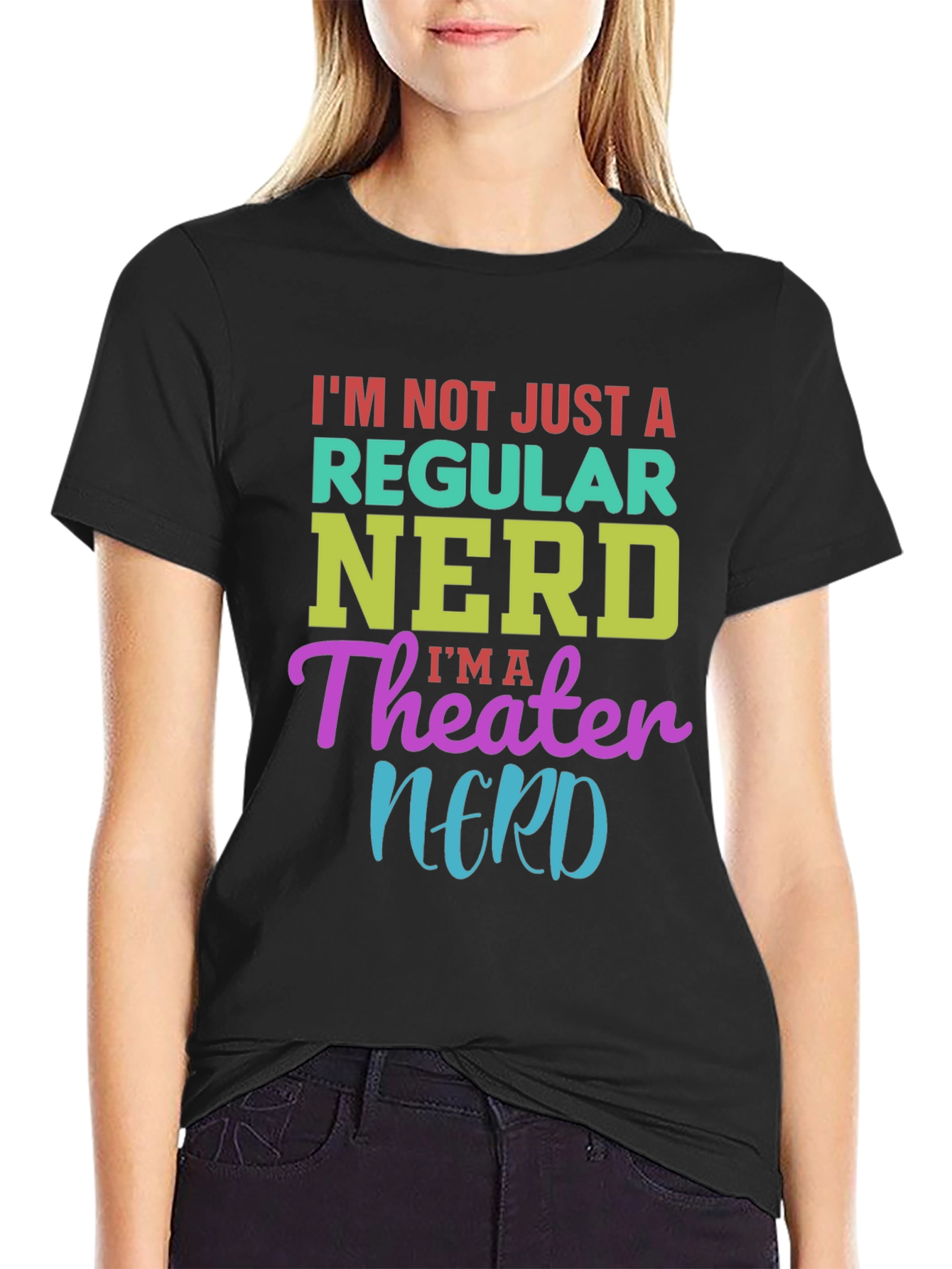 Black Theater Nerd Graphic T-Shirt - Black Cotton Tee view 2