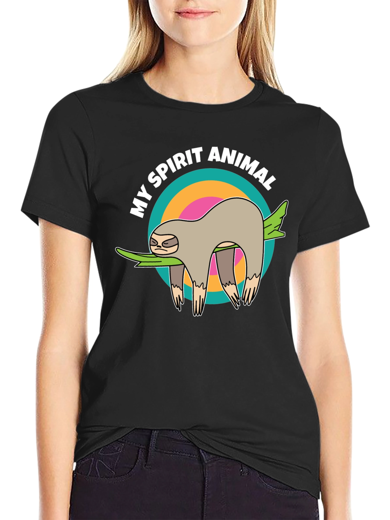 Black My Spirit Animal Sloth T-Shirt - Unisex Graphic Tee view 2