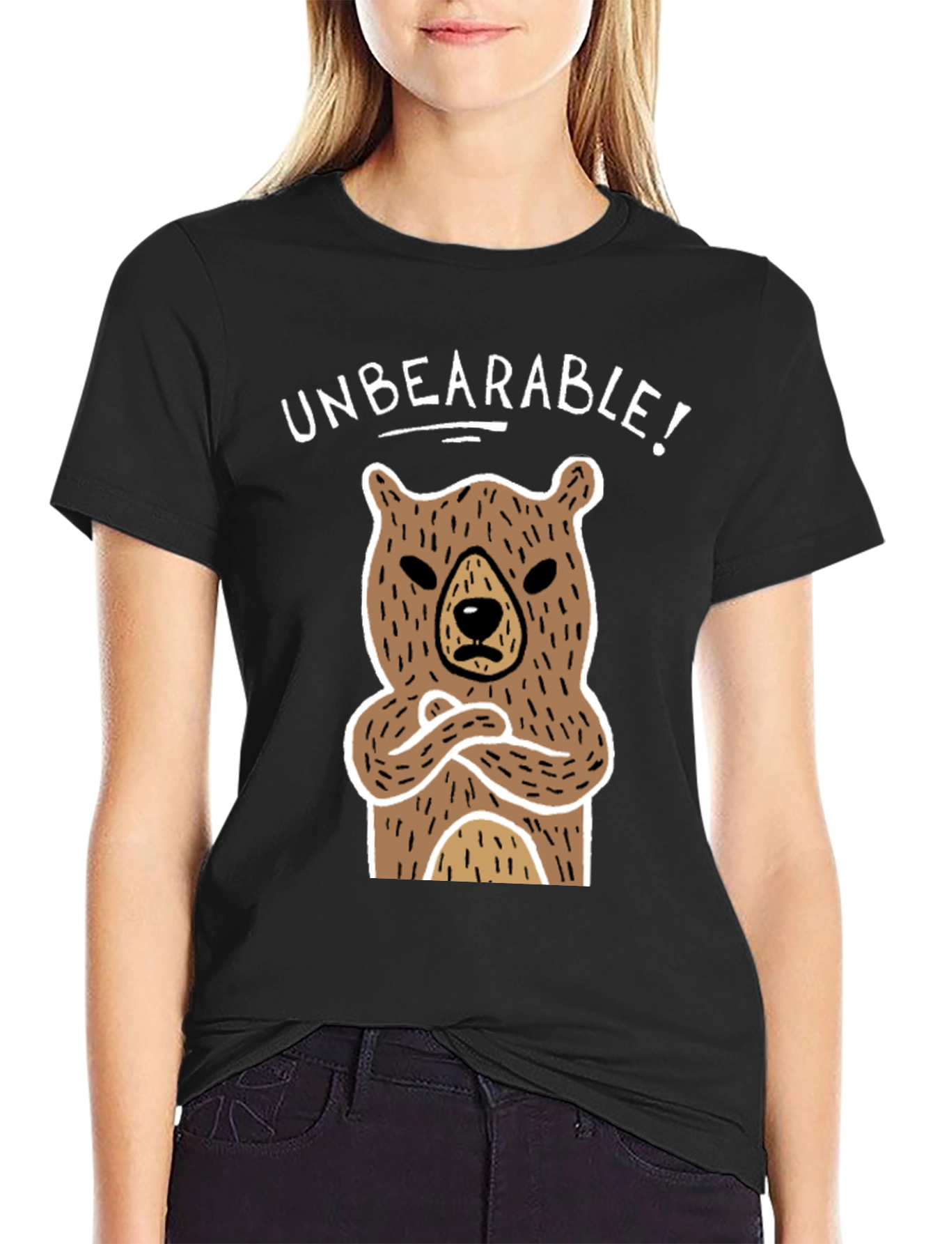 Black Unbearable Bear Graphic T-Shirt view 2