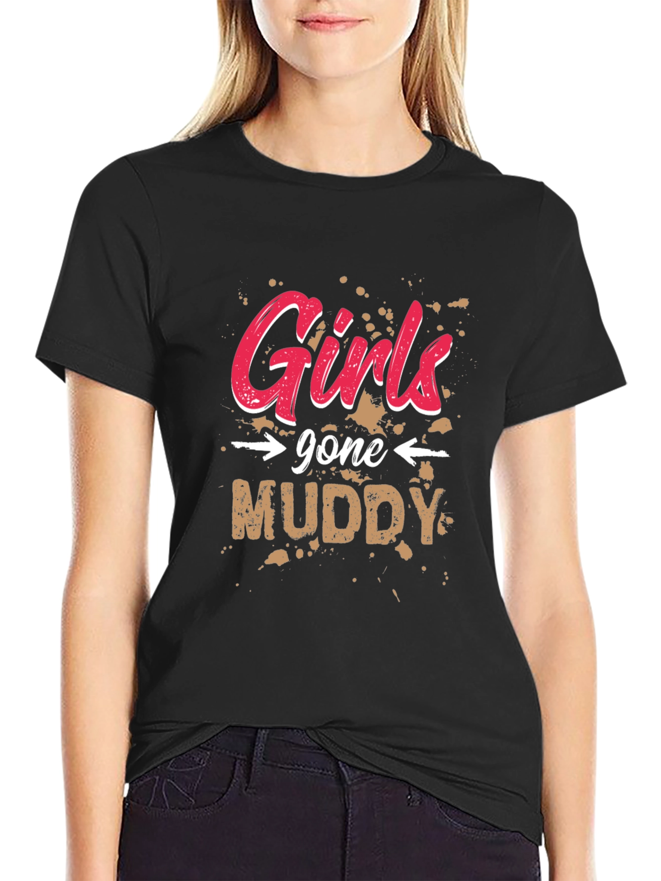 Black Girls Gone Muddy Black T-Shirt view 2