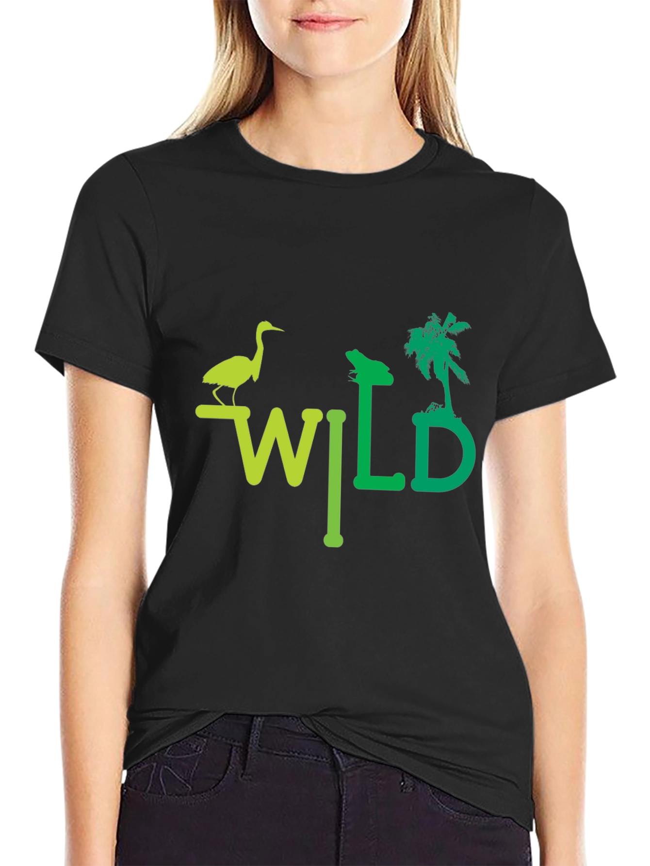 Black Wild Nature Graphic T-Shirt - Unisex Black Tee view 2