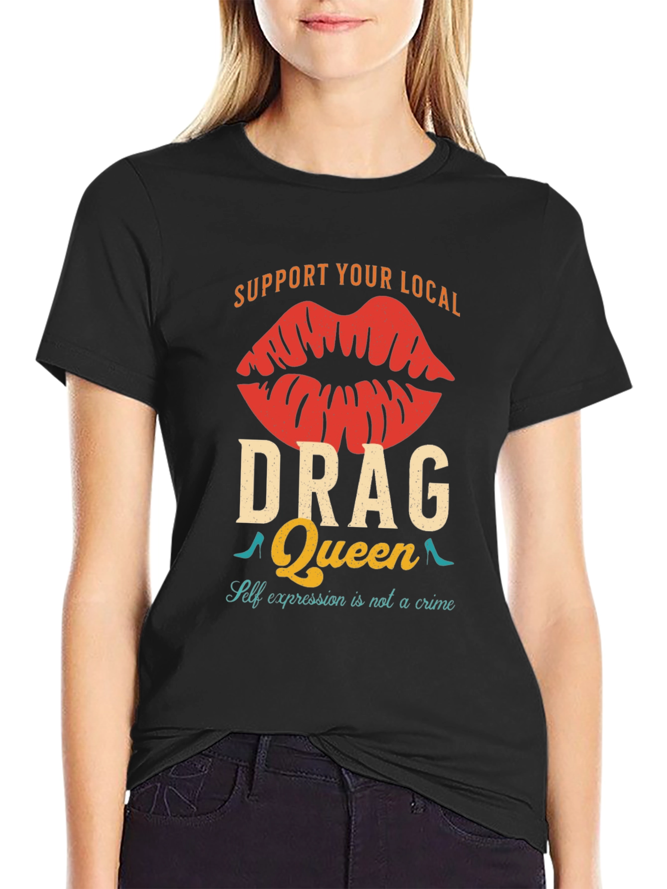 Black Support Your Local Drag Queen T-Shirt view 2