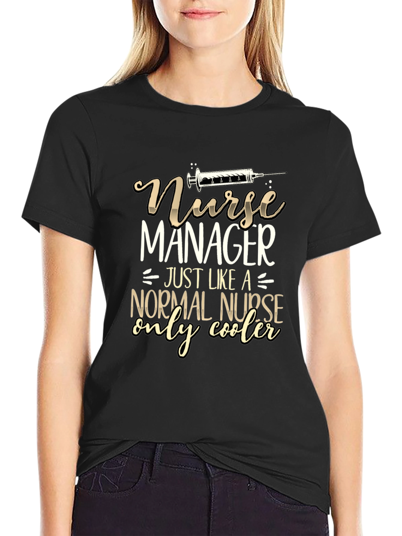 Black Nurse Manager Funny T-Shirt - Only Cooler! view 2