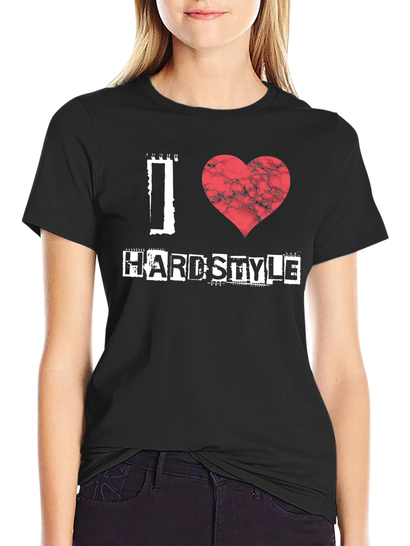 Black I Heart Hardstyle Black T-Shirt view 2
