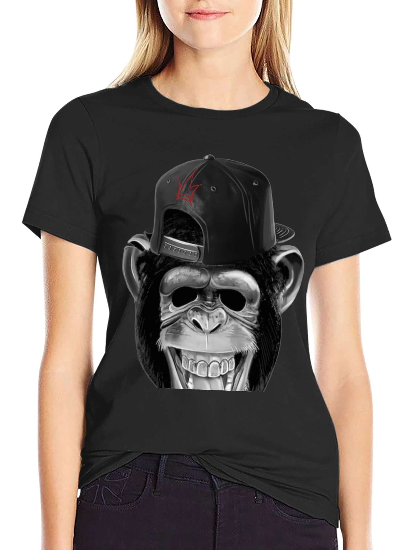 Black Monkey T-Shirt - Funny Animal Tee view 2