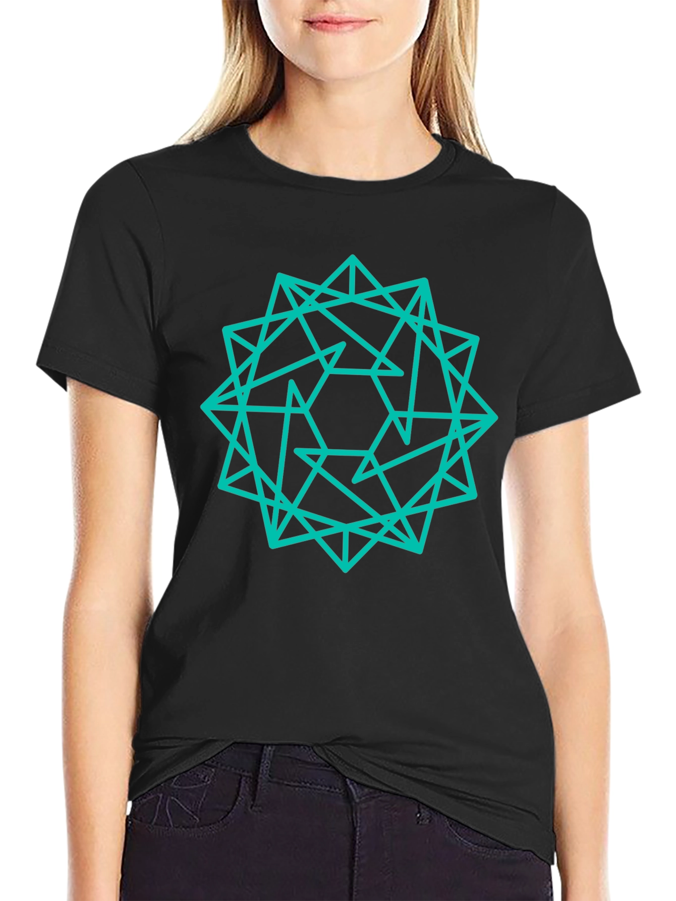 Black Geometric Graphic Tee - Modern Design view 2