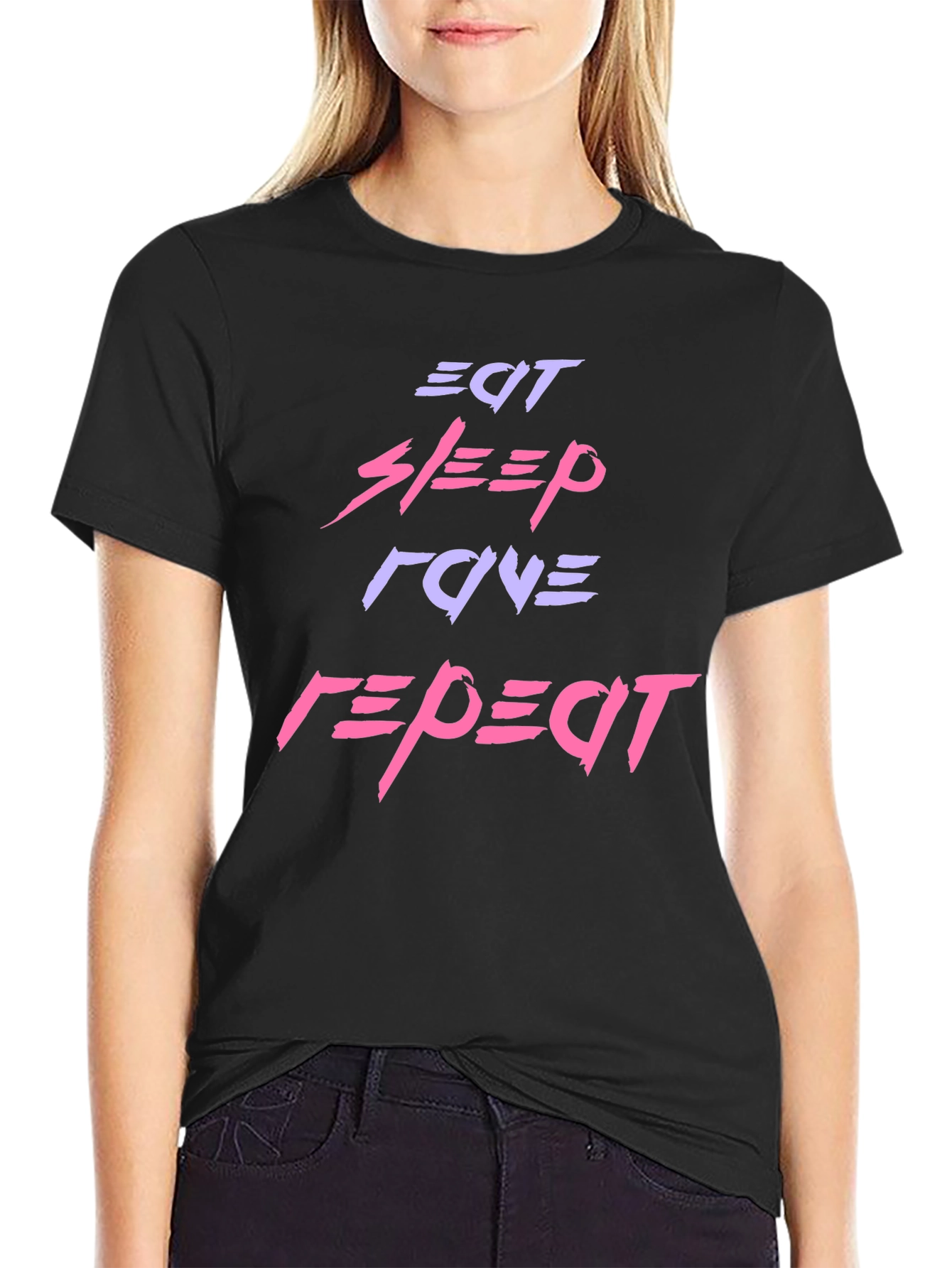 Black Eat Sleep Love Repeat Graphic Tee view 2