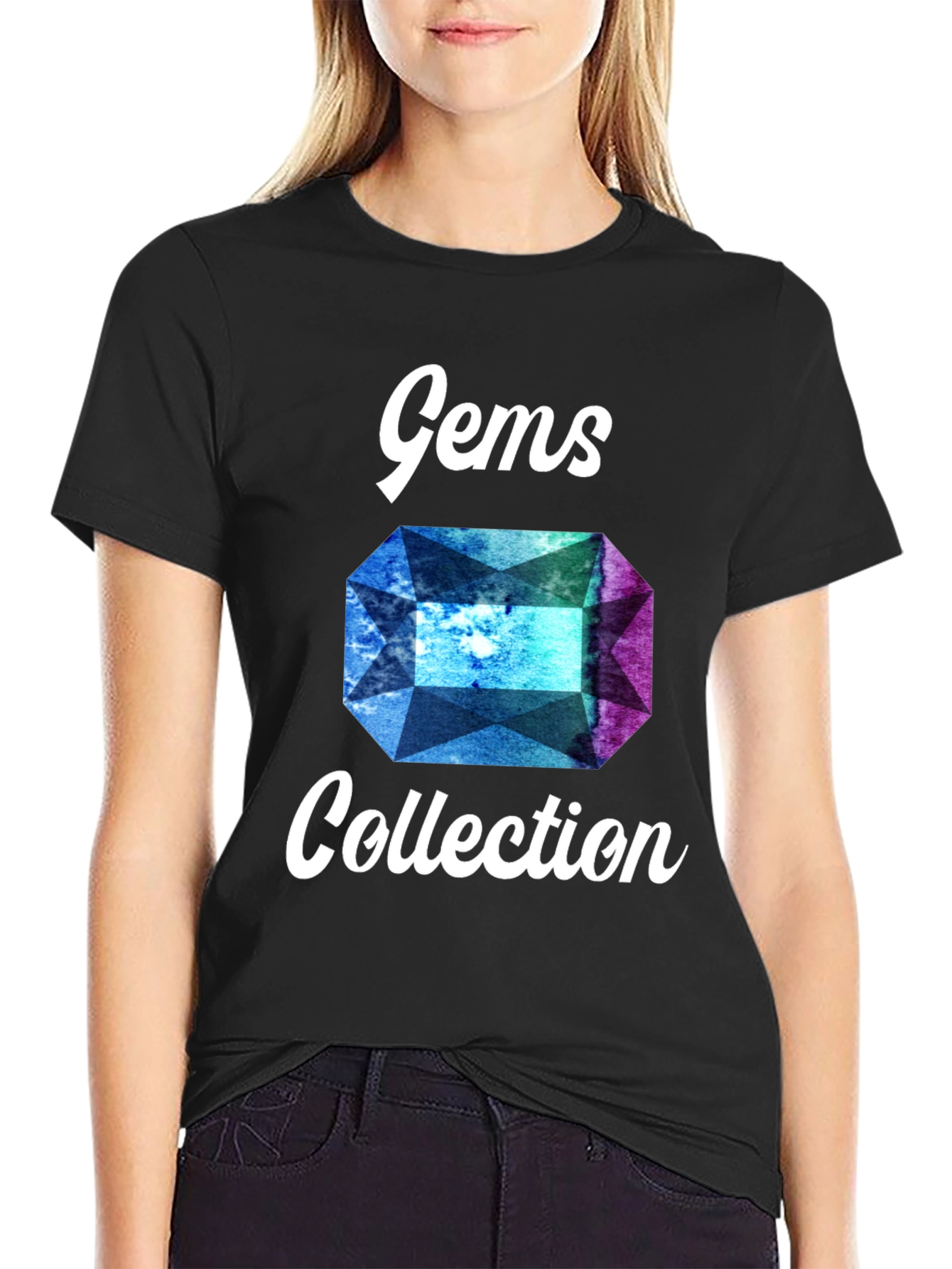 Black Gems Collection Graphic Tee - Stylish Gemstone Design view 2