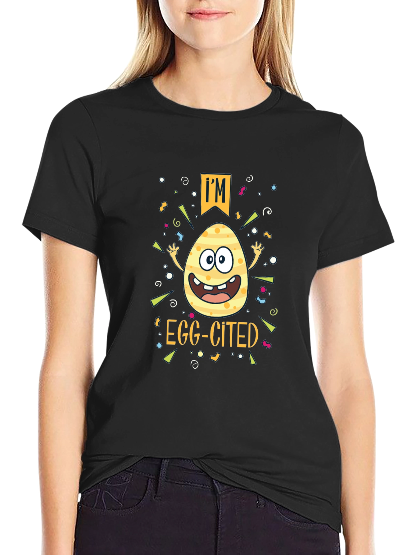 Camiseta Negra "Egg-cited" Pascua