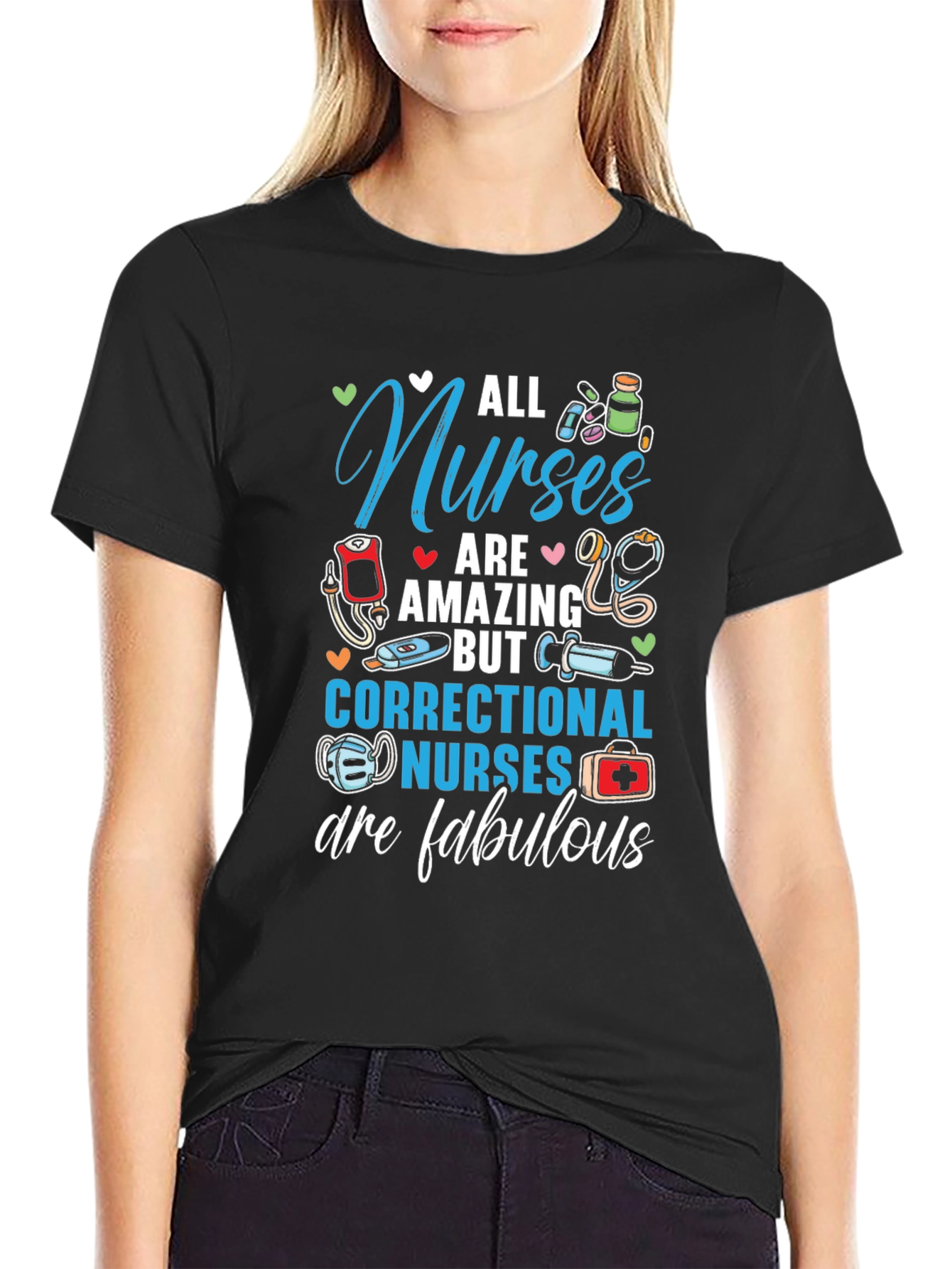 Black Correctional Nurse Fabulous T-Shirt view 2