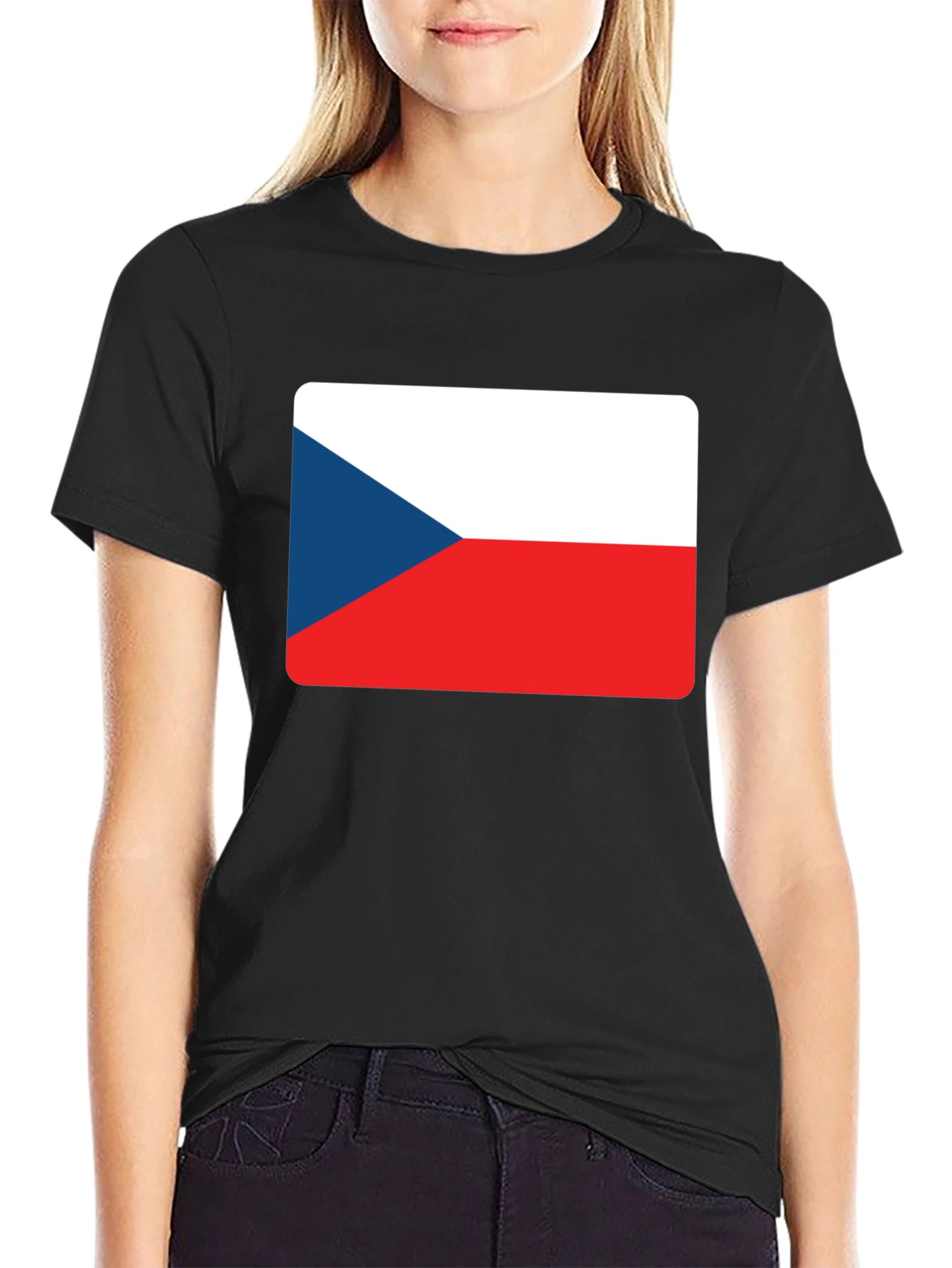 Black Czech Republic Flag T-Shirt view 2