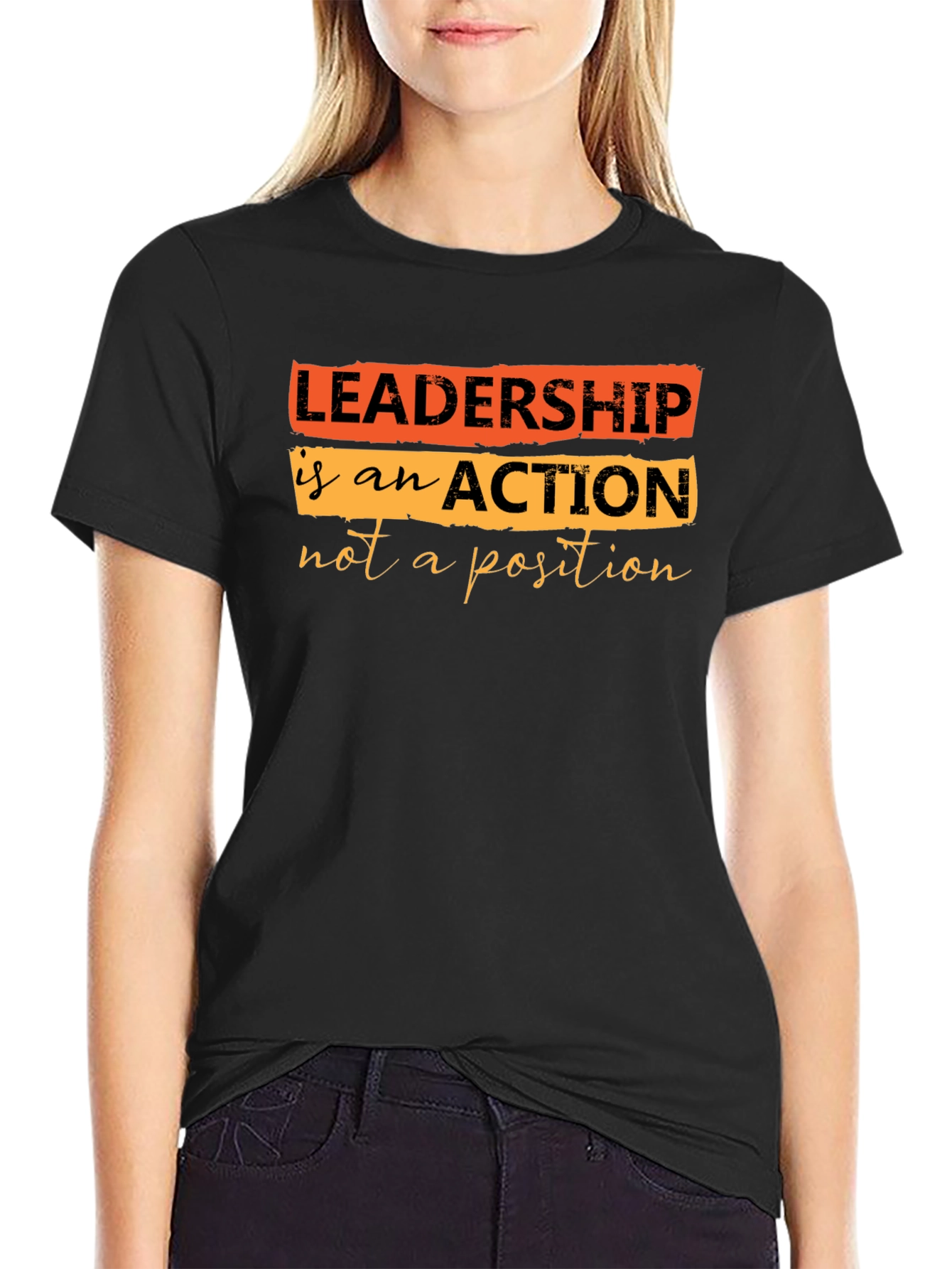 Black Leadership Quote T-Shirt - Black view 2