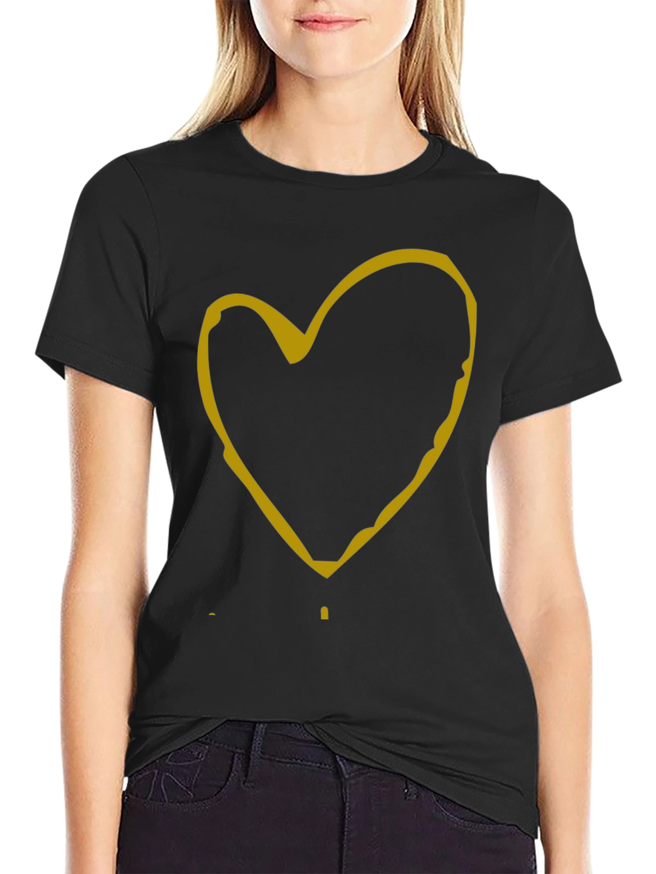 Black Heart Graphic Tee - Casual Black T-Shirt view 2