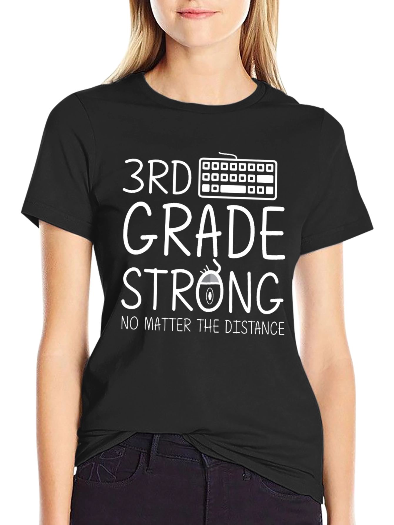 Black 3rd Grade Strong T-Shirt - Distance Learning view 2