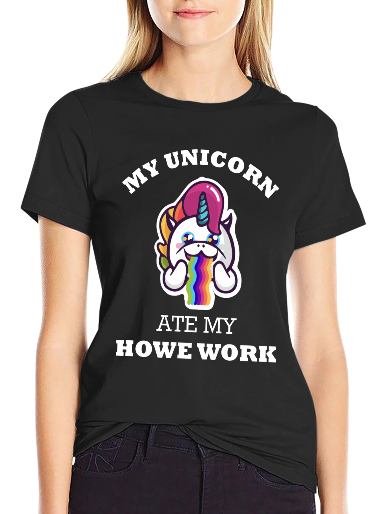 Black My Unicorn Ate My Homework T-Shirt view 2
