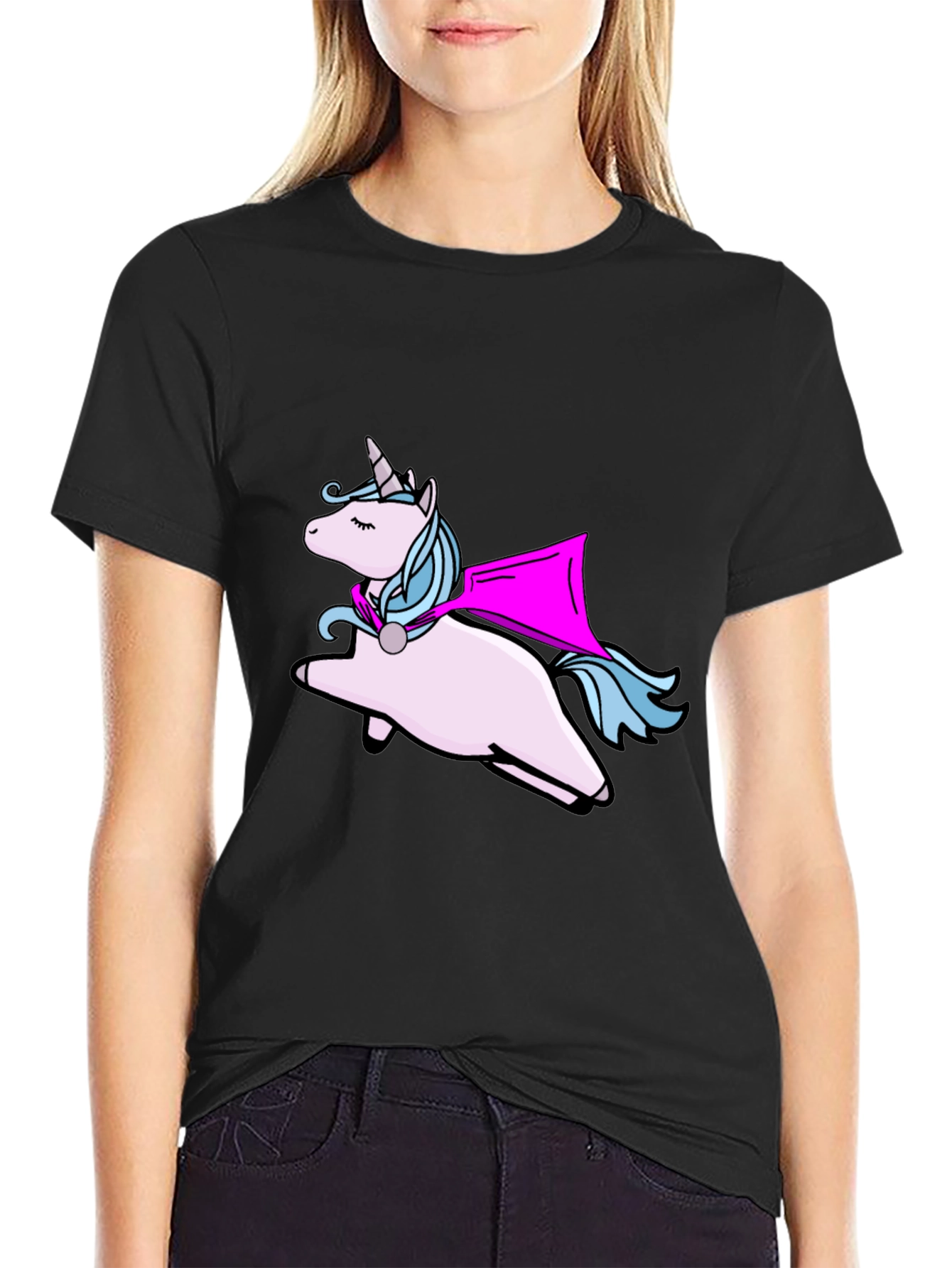Unicorn Superhero Black T-Shirt - 2