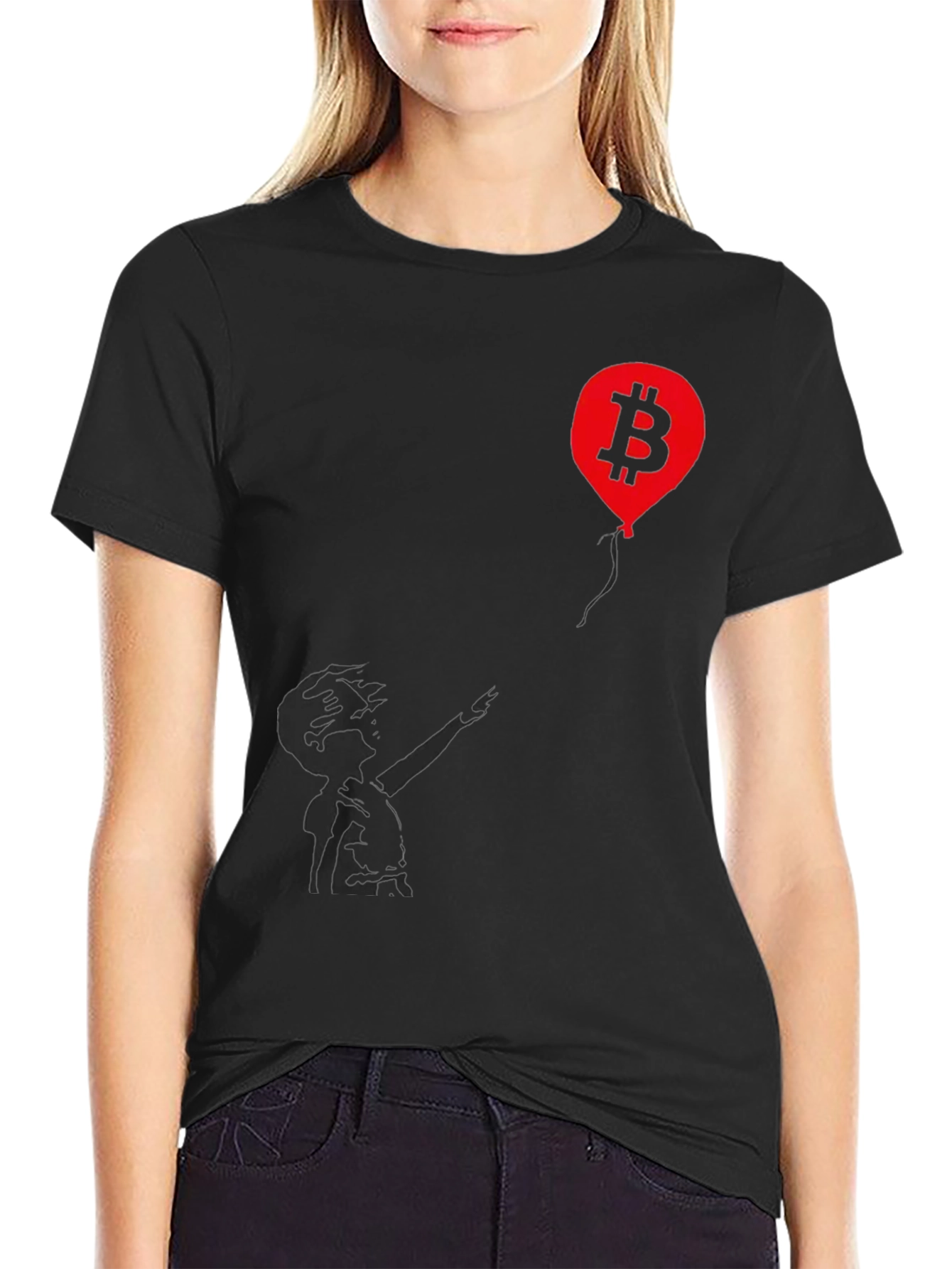 Black Bitcoin Balloon Graphic Tee - Crypto T-Shirt view 2