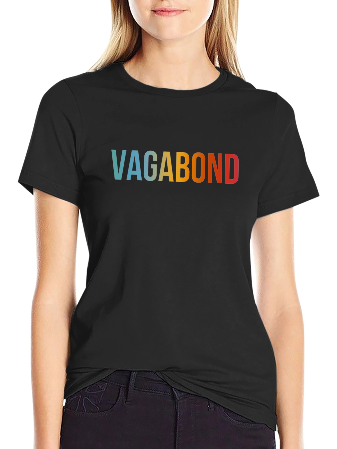 Black Vagabond Colorful Text Graphic Tee view 2