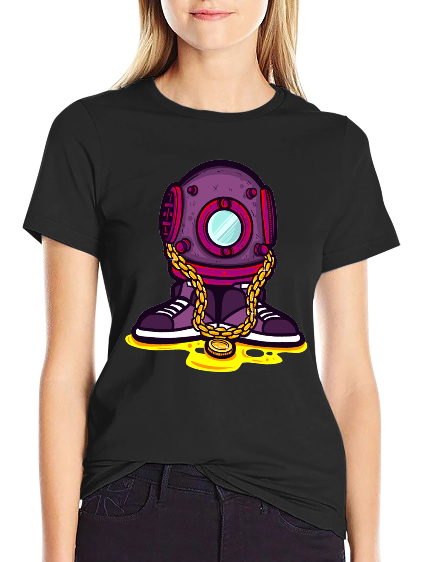 Black Funky Diver Graphic T-Shirt - Black view 2