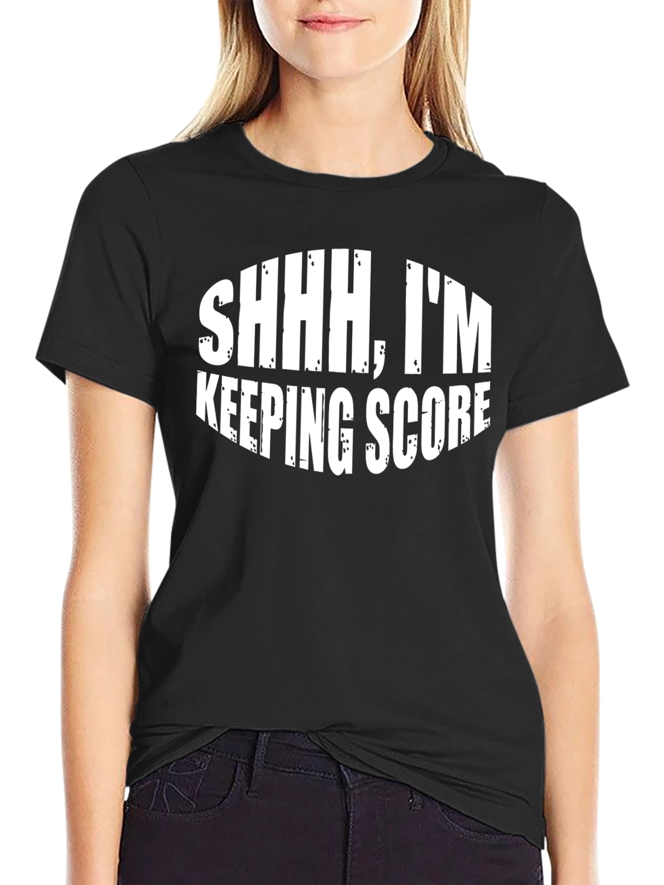 Black Shhh I'm Keeping Score Black T-Shirt view 2