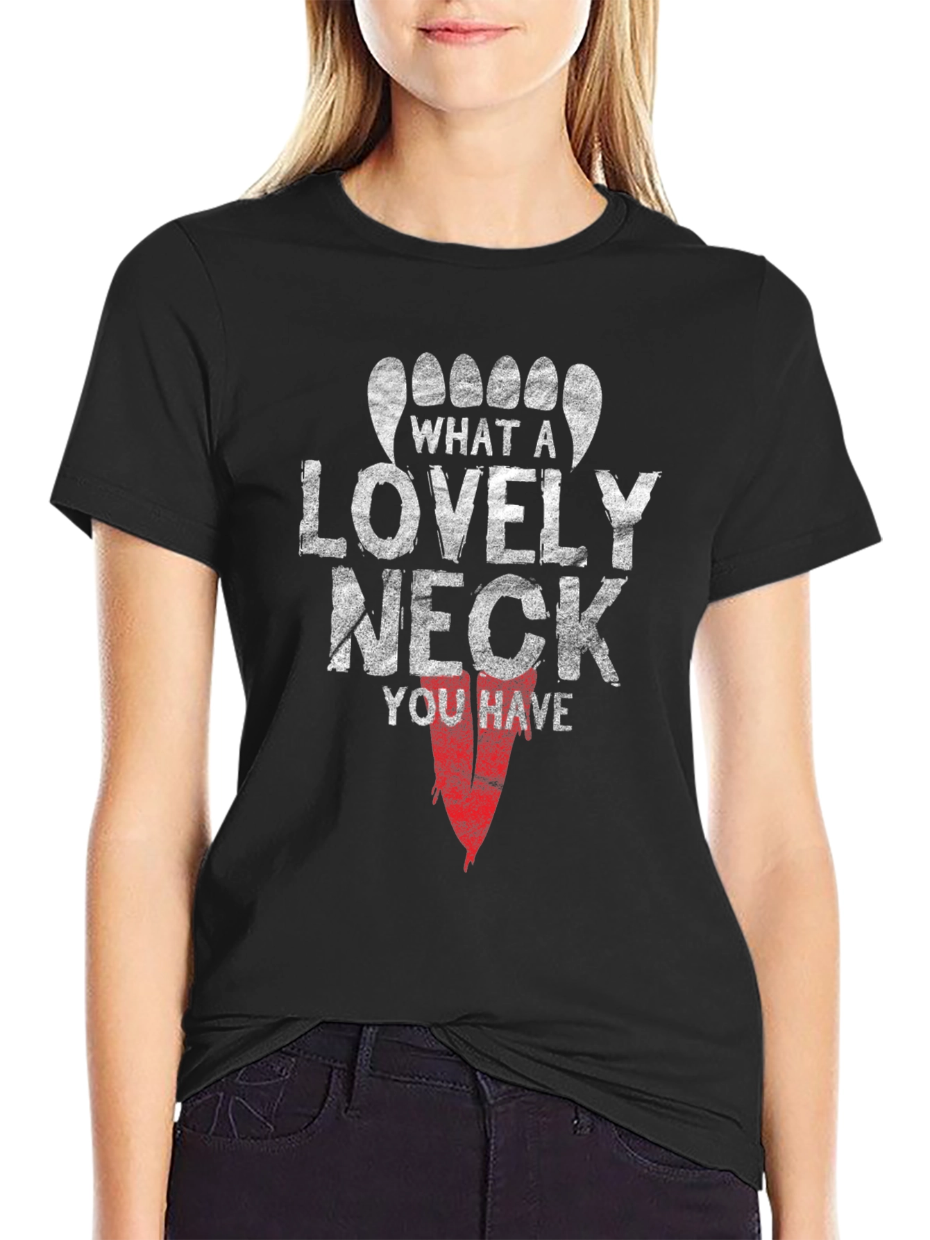 Black What a Lovely Neck Graphic T-Shirt view 2