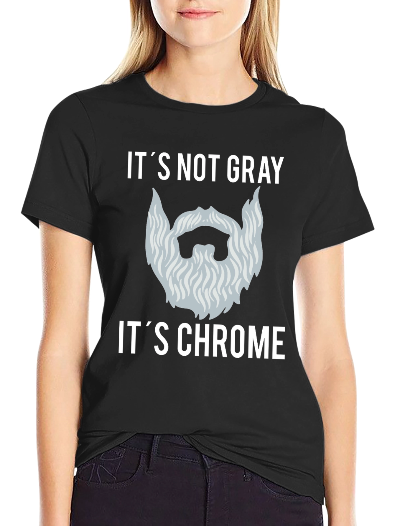 Black It's Not Gray It's Chrome Graphic T-Shirt view 2