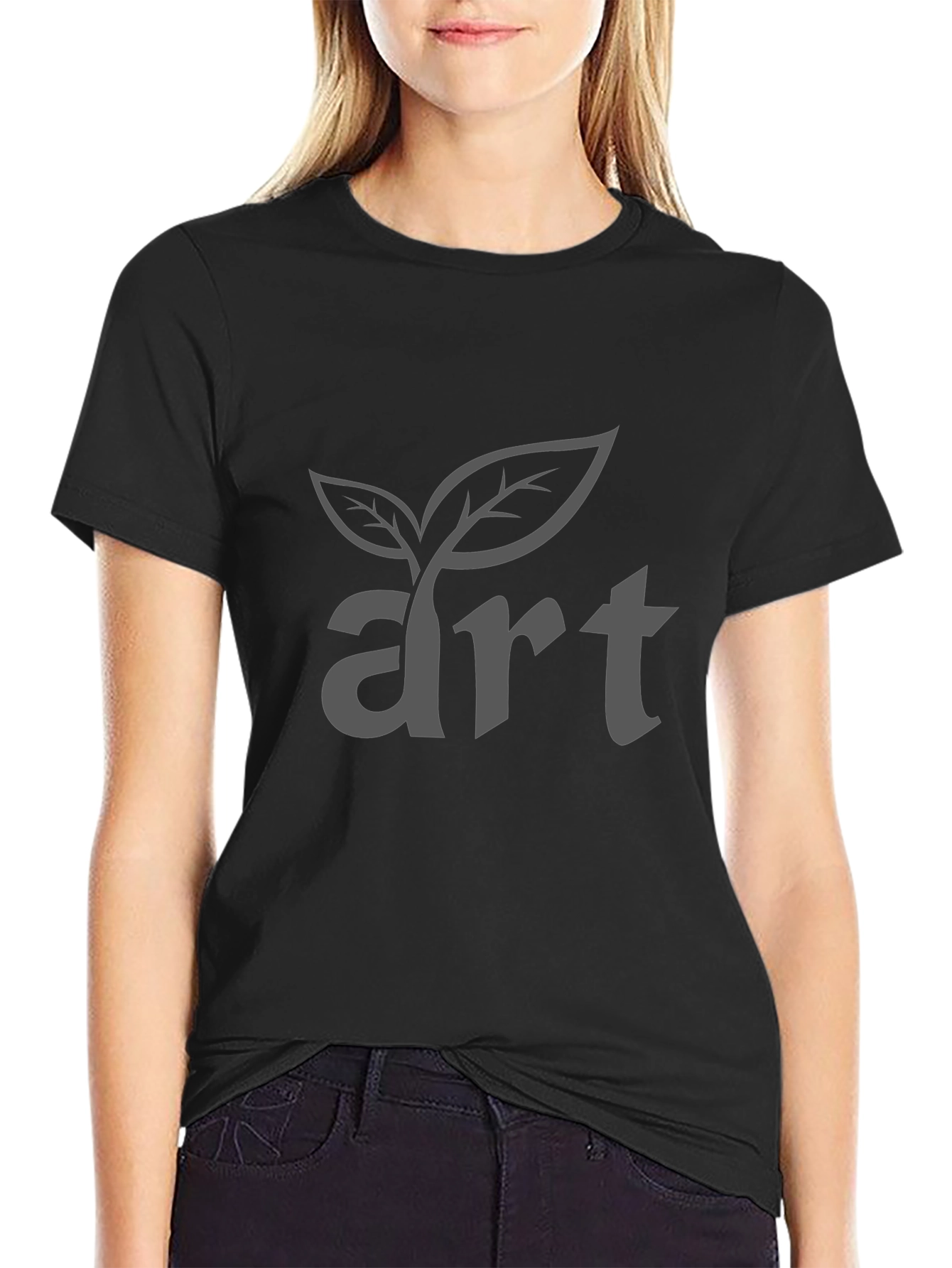 Black Nature Art T-Shirt - Eco-Friendly Design view 2