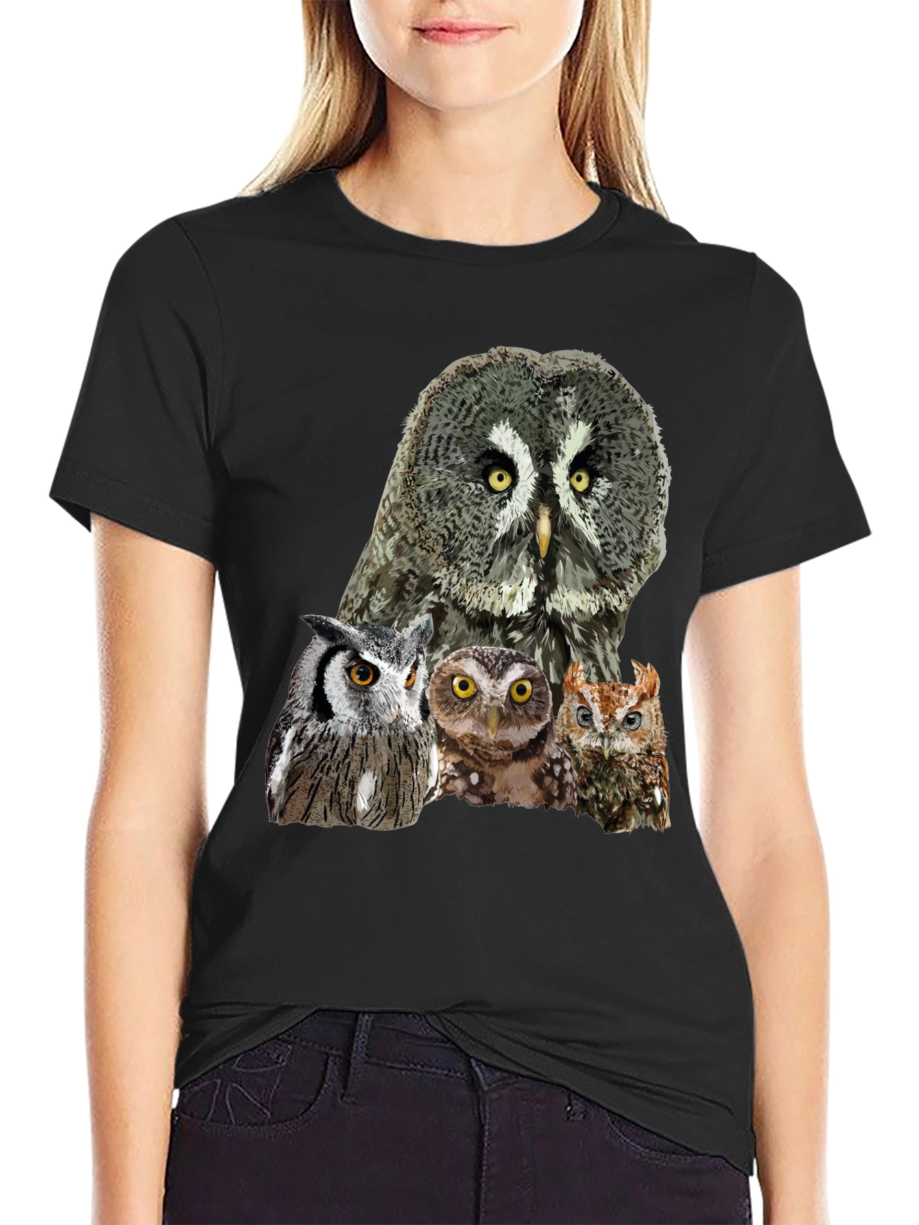Owl Portrait Graphic T-Shirt - Men's Black Tee - 2