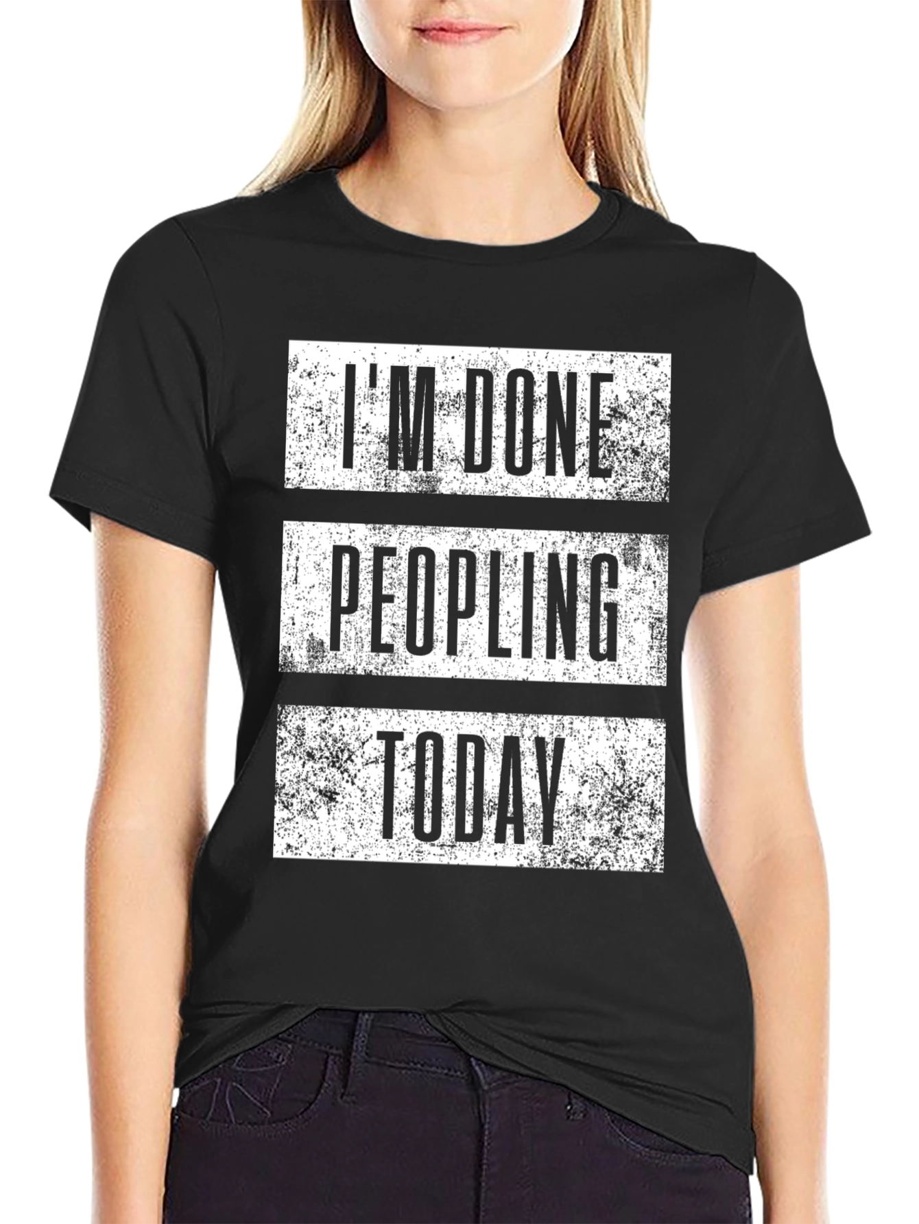 Black I'm Done Peopling Today Graphic Tee - Black view 2