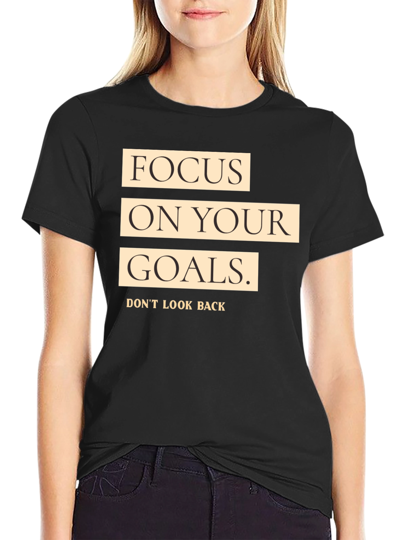 Black Focus on Your Goals Black Graphic T-Shirt view 2