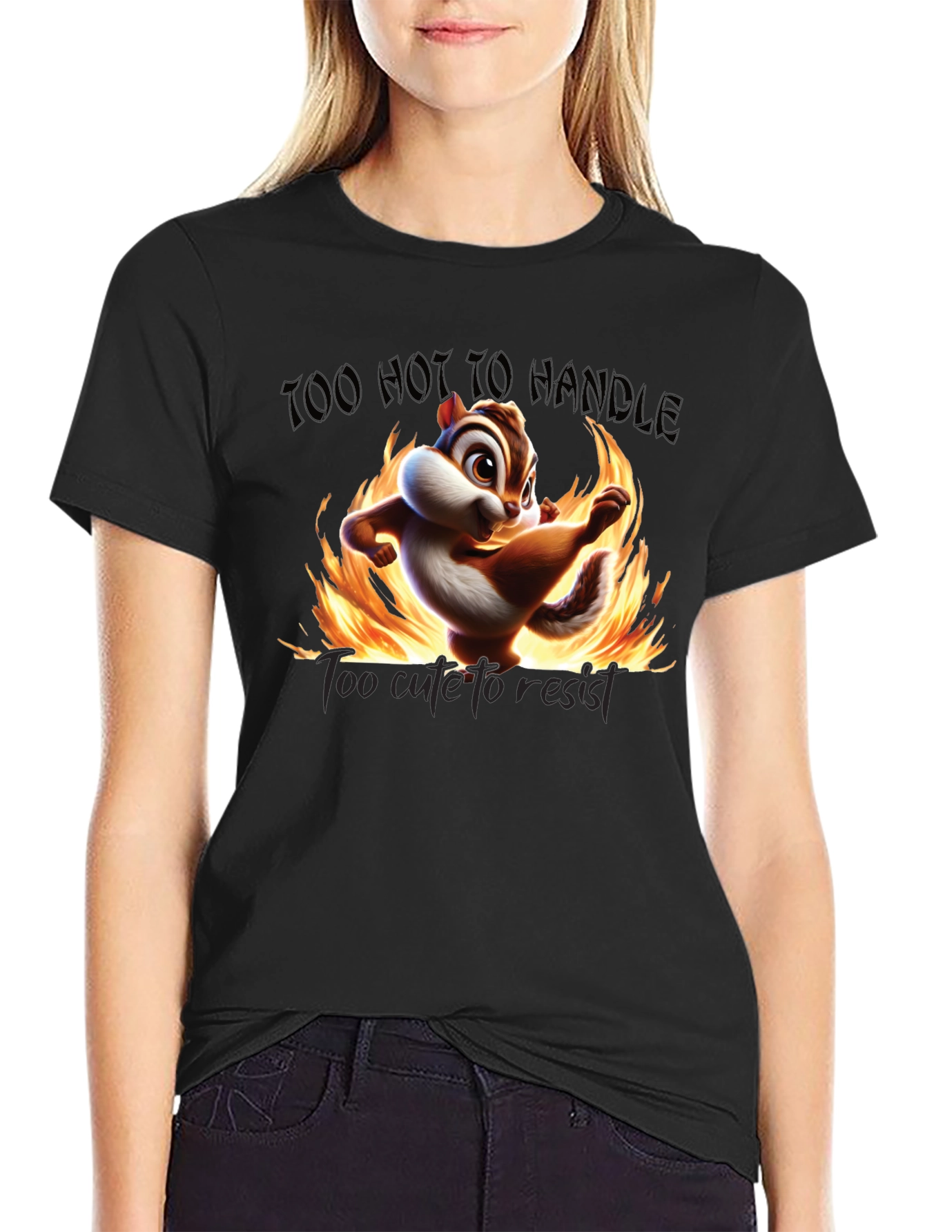 Black Too Hot To Handle Chipmunk Graphic Tee view 2