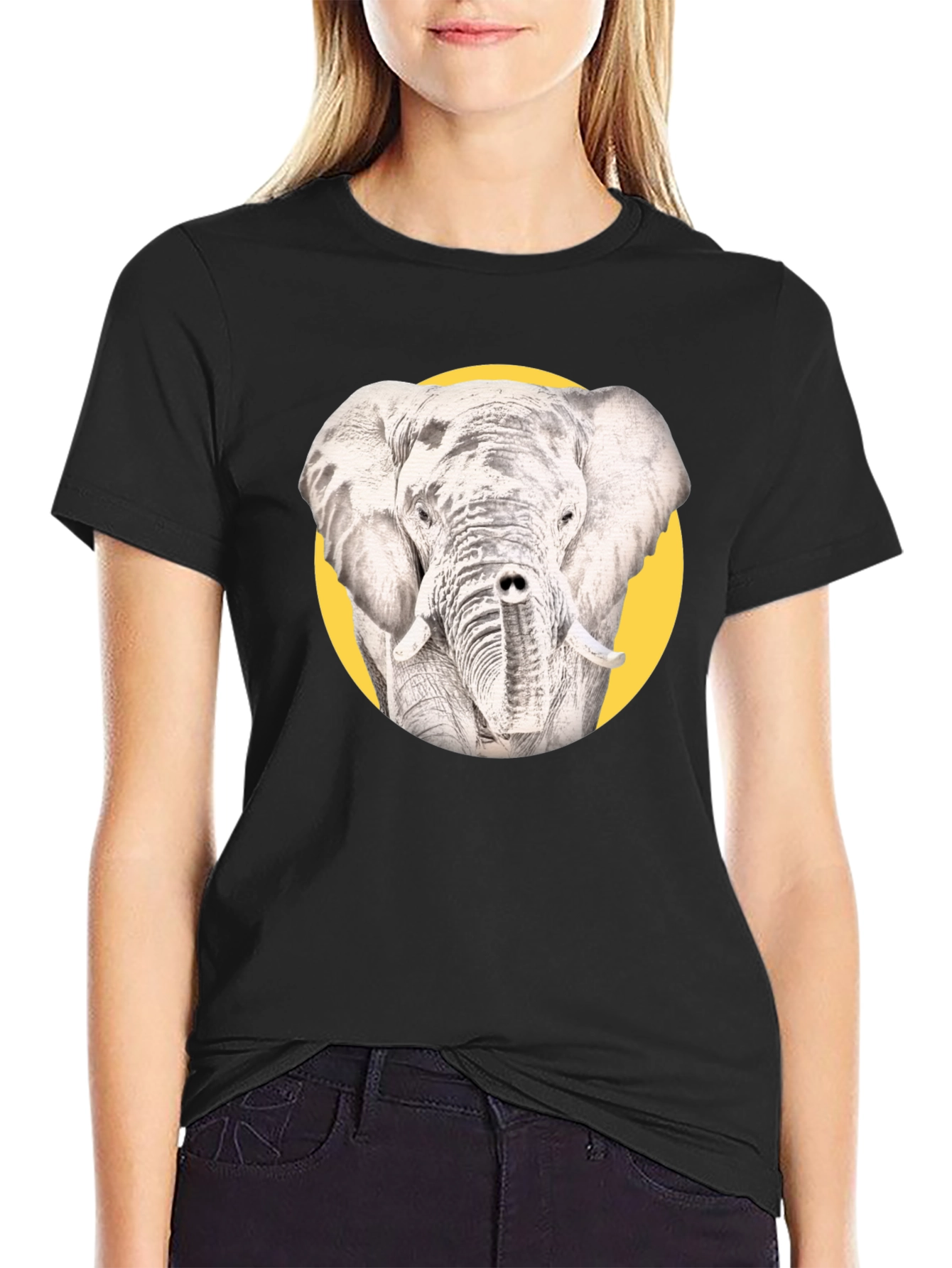 Black Elephant Graphic T-Shirt - Unique Design view 2