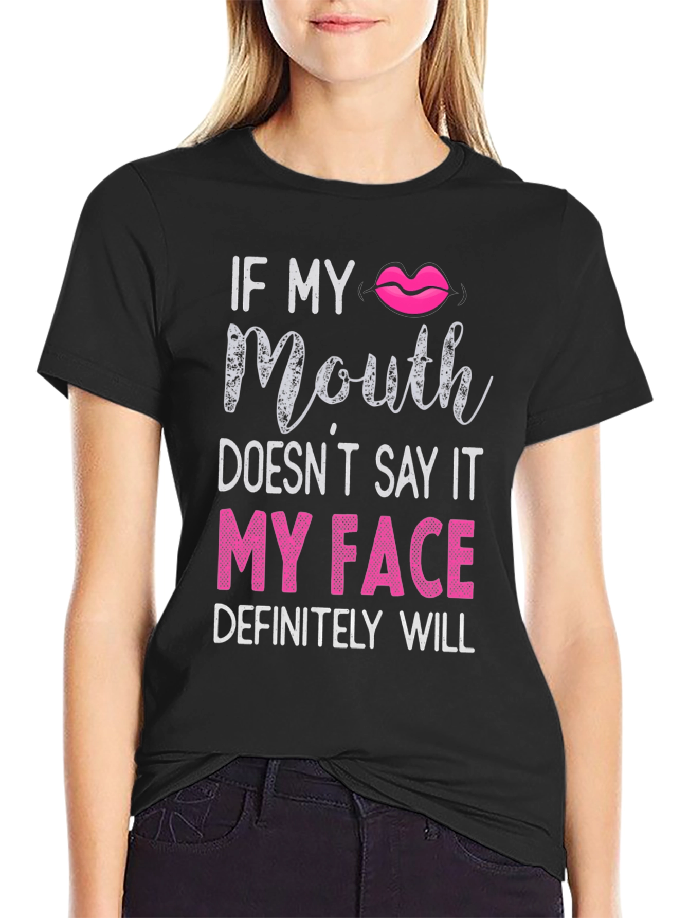Black Funny Graphic Tee - "If My Mouth Doesn't Say It..." view 2
