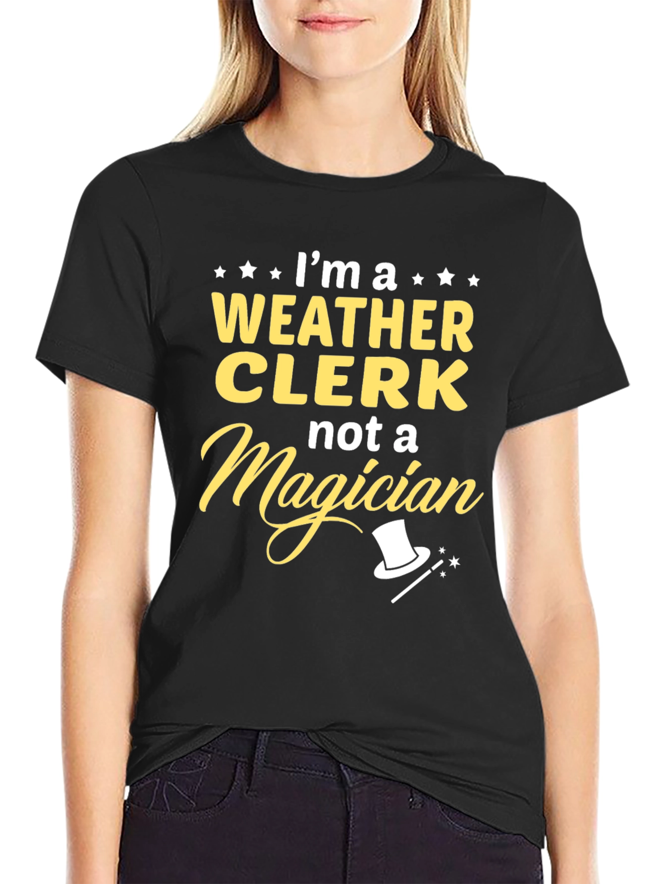 Black Weather Clerk T-Shirt - Not a Magician Tee view 2