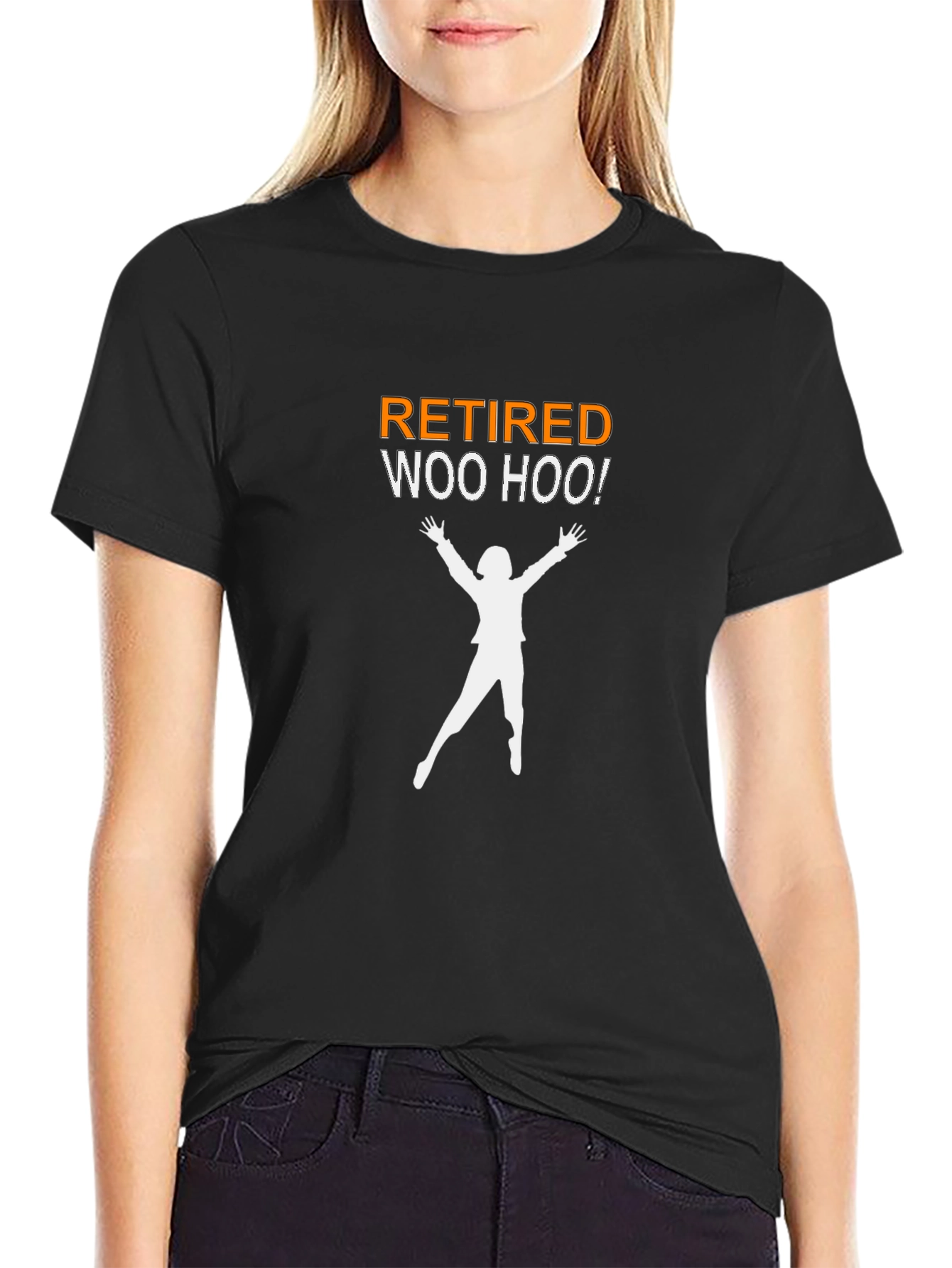 Black Retired Woo Hoo! Graphic T-Shirt view 2