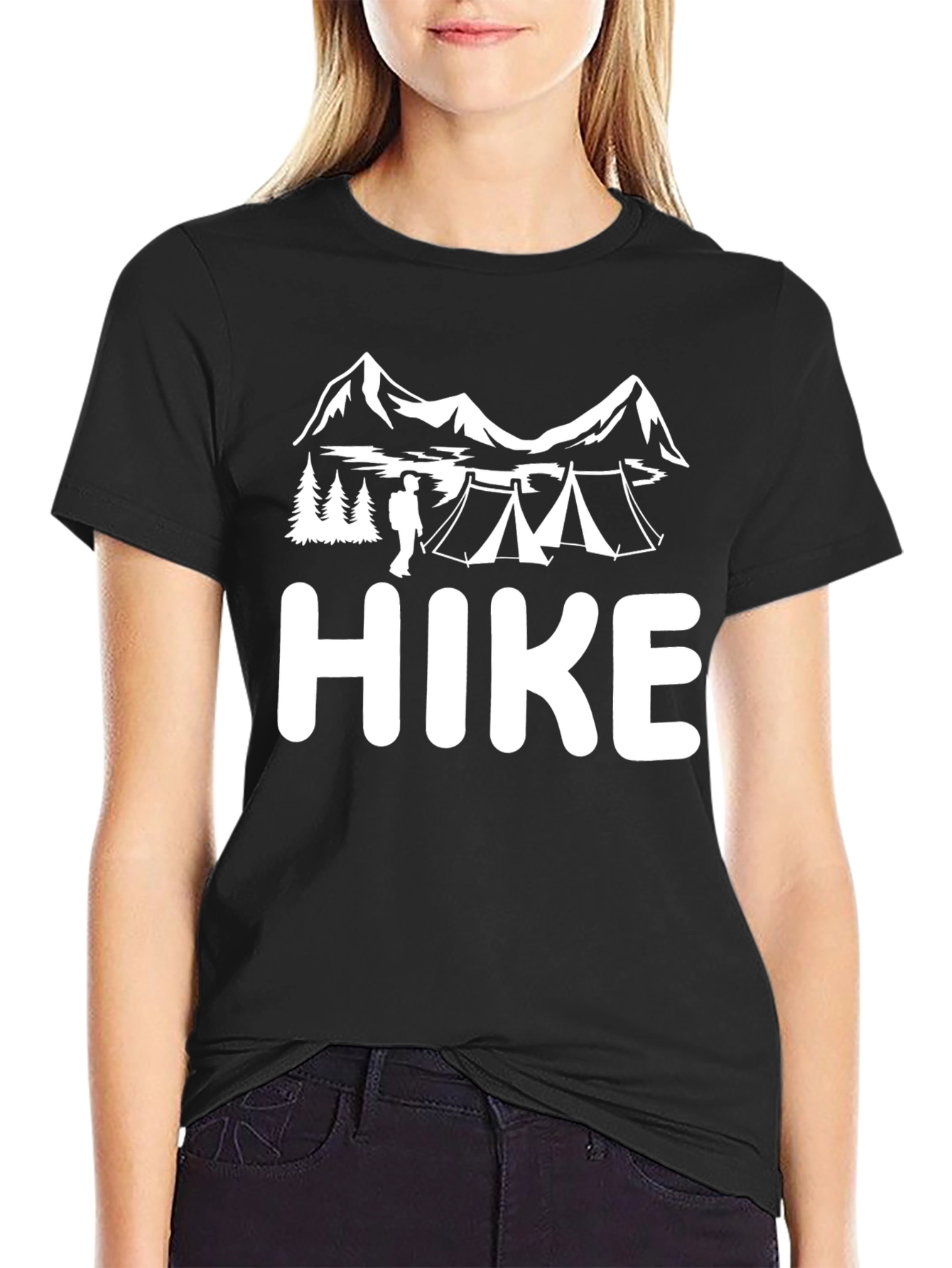 Black Hike Adventure T-Shirt - Black Cotton Tee view 2
