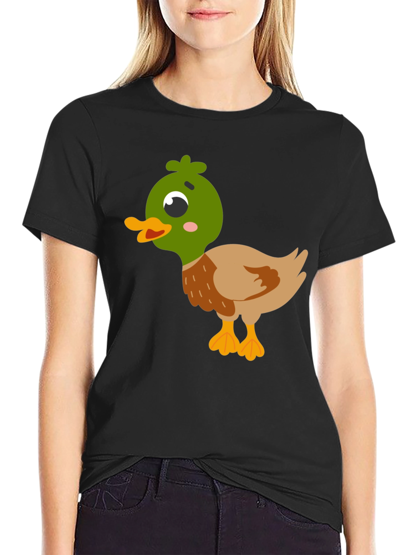 Black Duck Graphic T-Shirt - Cute Cartoon Tee view 2