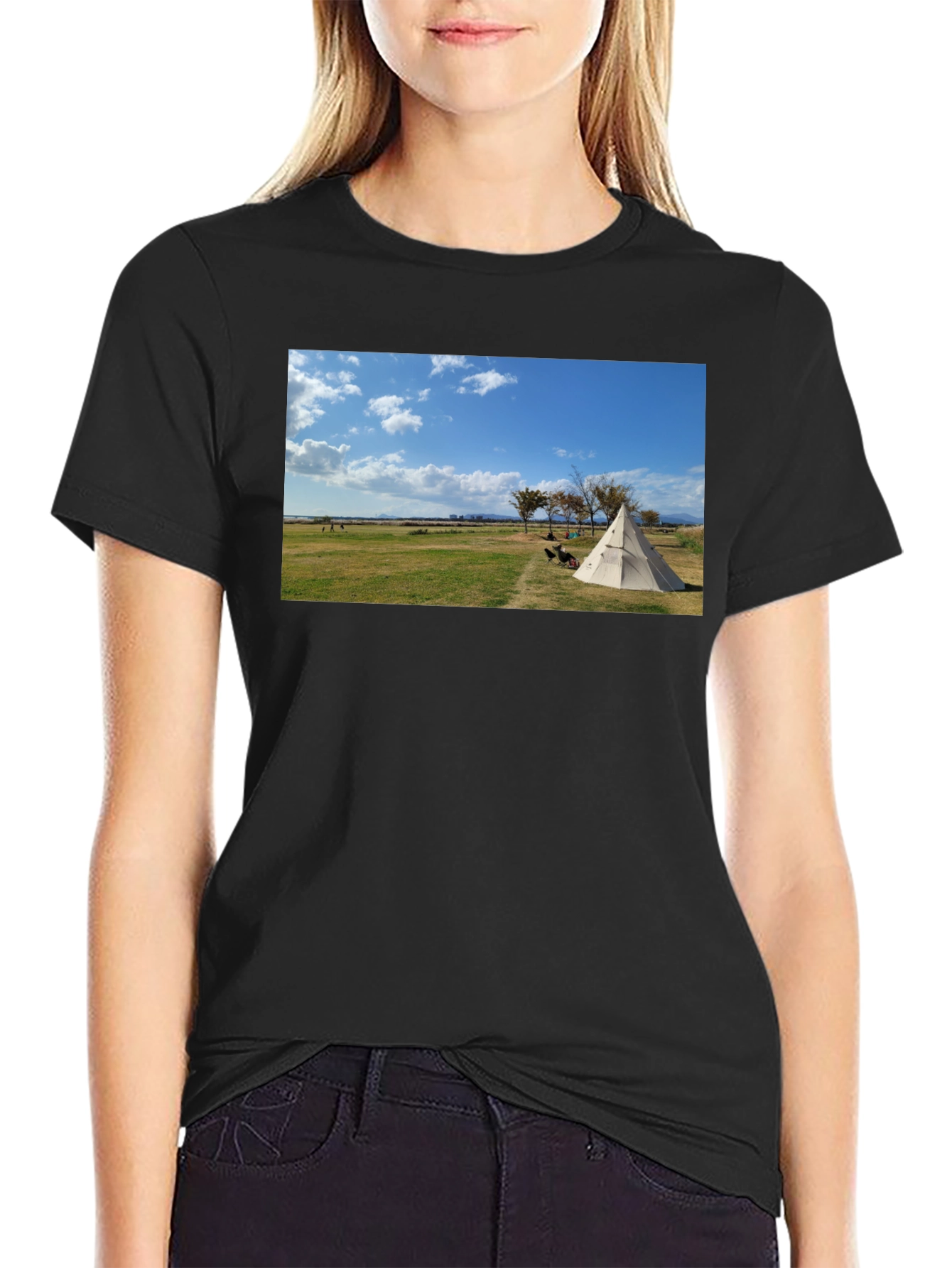 Nature Tee - Camping Design Black Cotton T-Shirt - 2