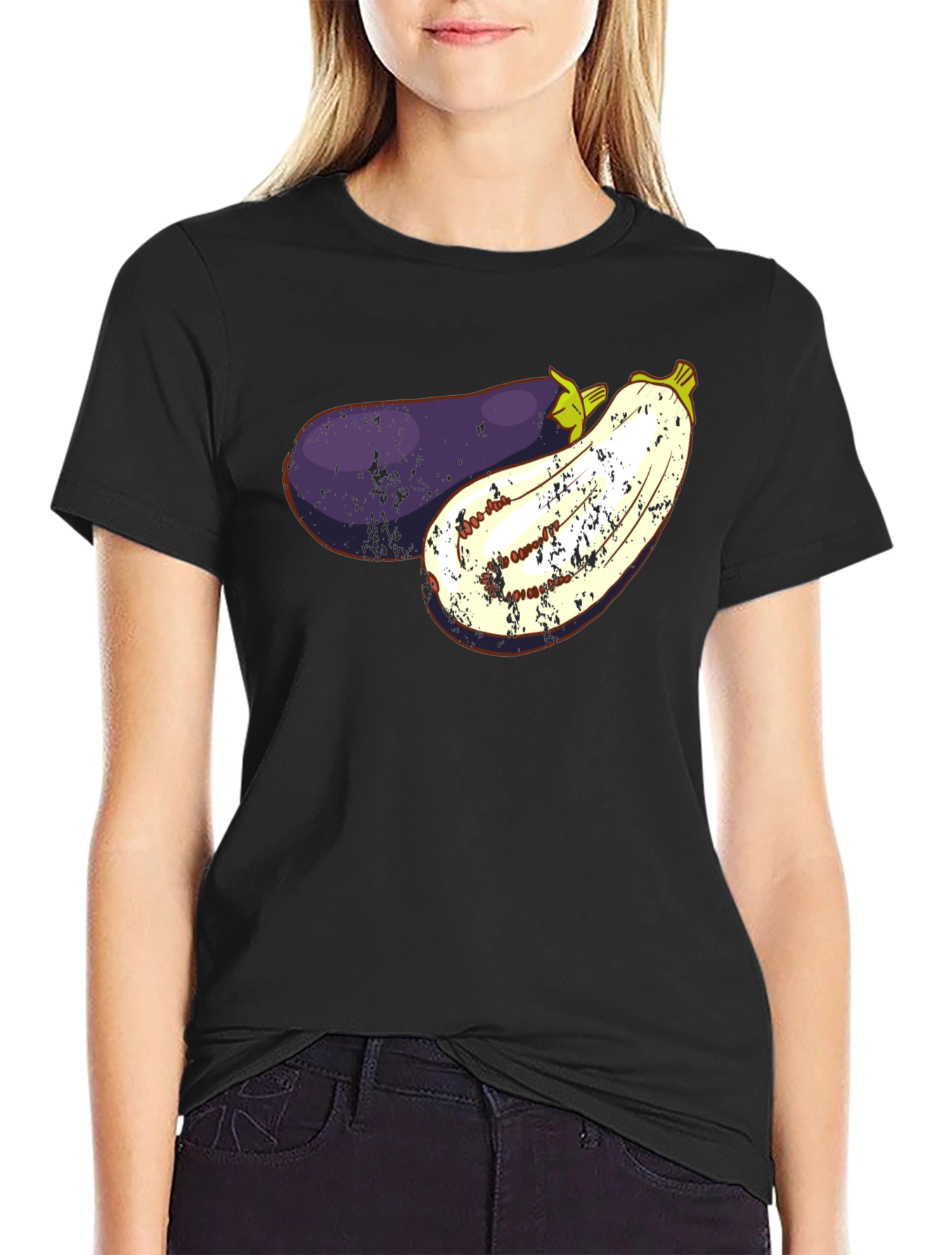 Black Eggplant Graphic T-Shirt - Unisex Casual Tee view 2