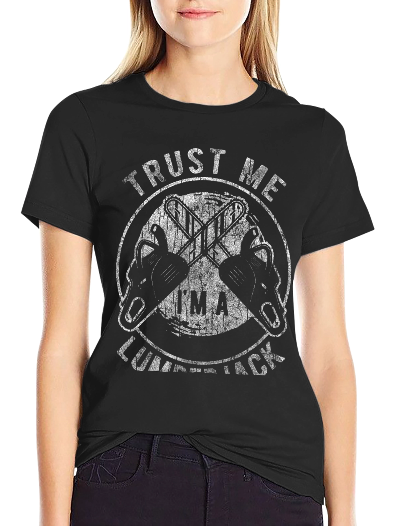 Black Trust Me I'm A Lumberjack Graphic Tee - Black view 2