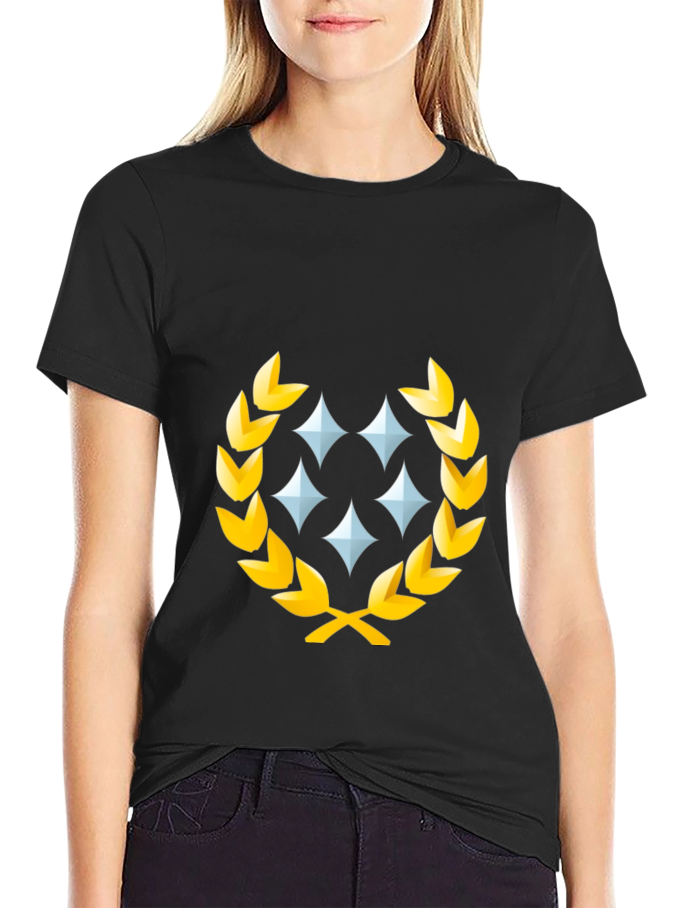 Black Elegant Stars Wreath Graphic Tee view 2